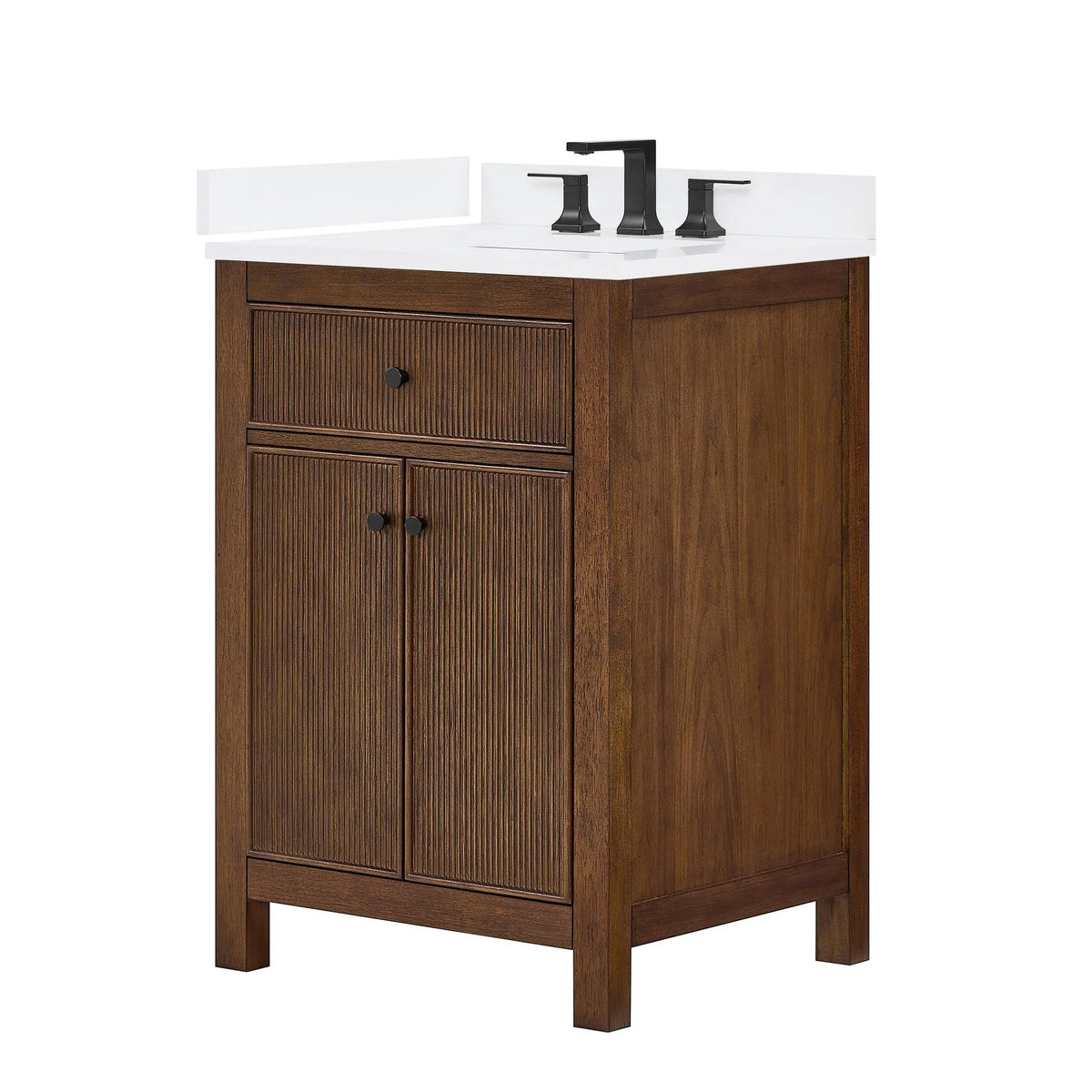 24" Pendry Single Bathroom Vanity Dark Walnut Matte Black Trim by wyndham View 29
