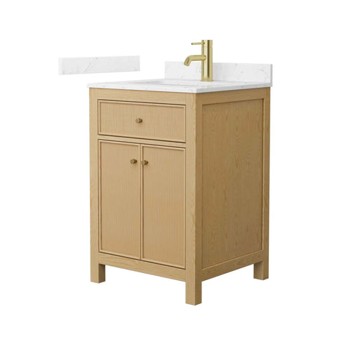 24" Pendry Single Bathroom Vanity in Tanned Oak with Brushed Gold Trim by Wyndham