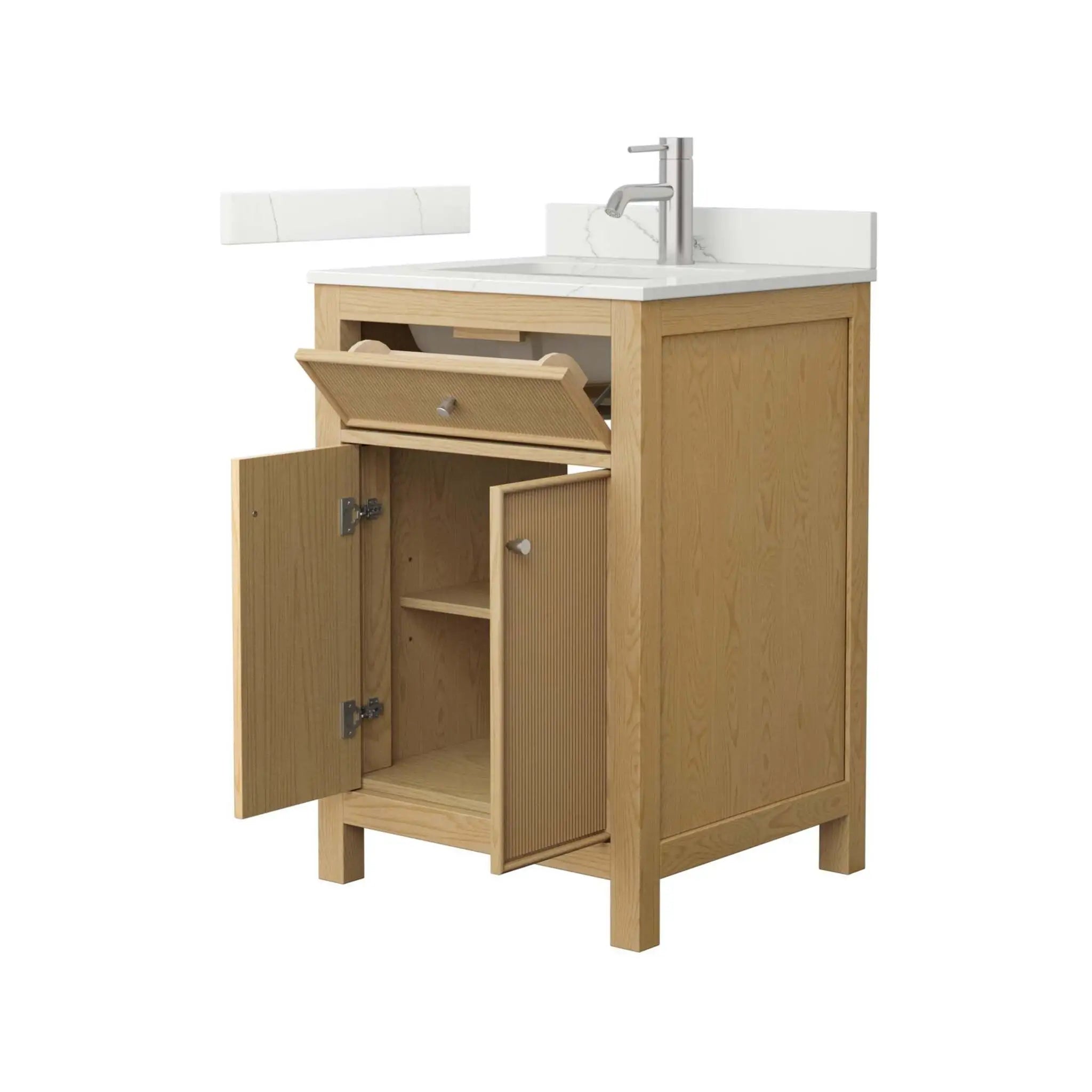 24" Pendry Single Bathroom Vanity in Tanned Oak with Brushed Nickel Trim by Wyndham