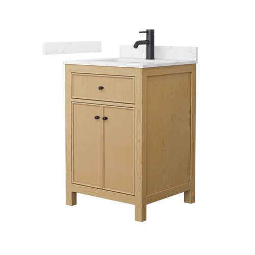 24" Pendry Single Bathroom Vanity in Tanned Oak with Matte Black Trim by Wyndham
