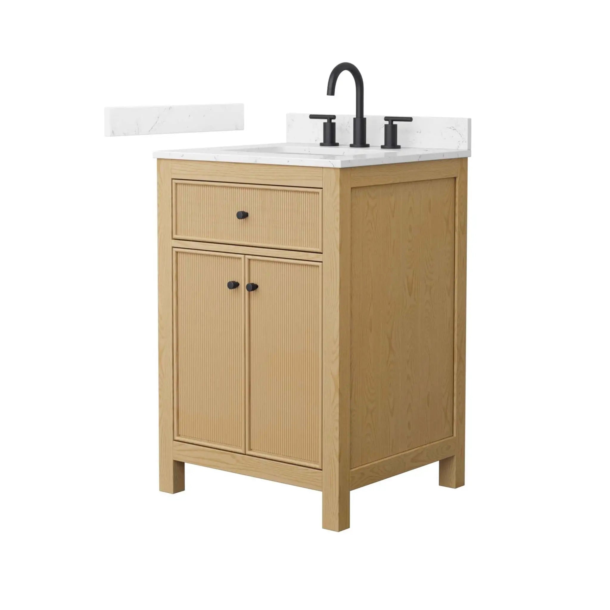 24" Pendry Single Bathroom Vanity in Tanned Oak with Matte Black Trim by Wyndham