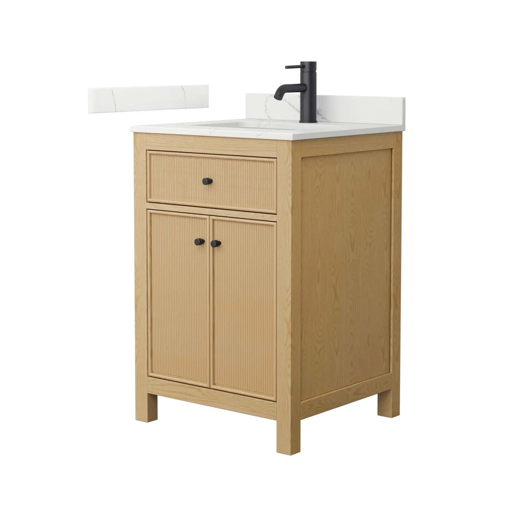24" Pendry Single Bathroom Vanity in Tanned Oak with Matte Black Trim by Wyndham