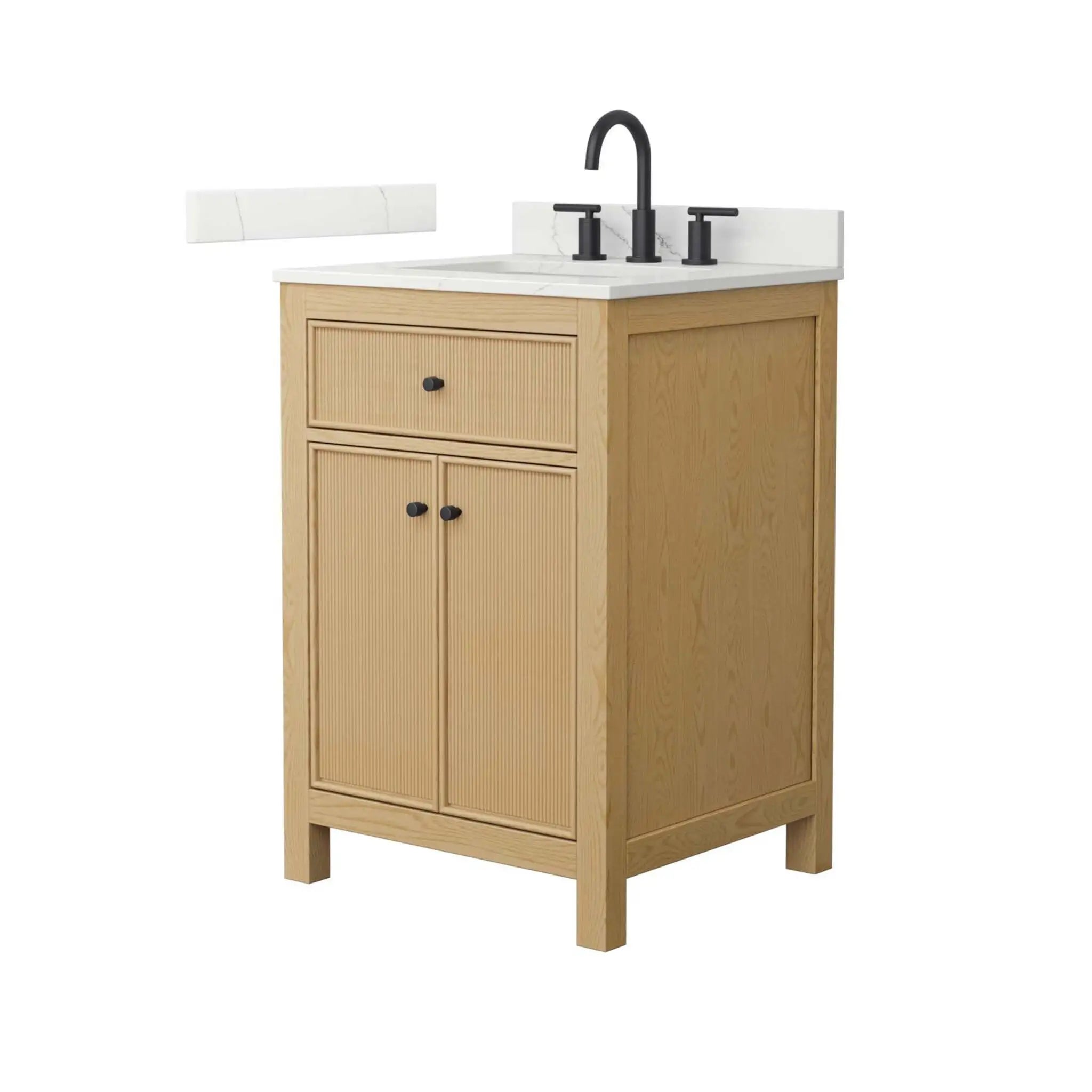 24" Pendry Single Bathroom Vanity in Tanned Oak with Matte Black Trim by Wyndham