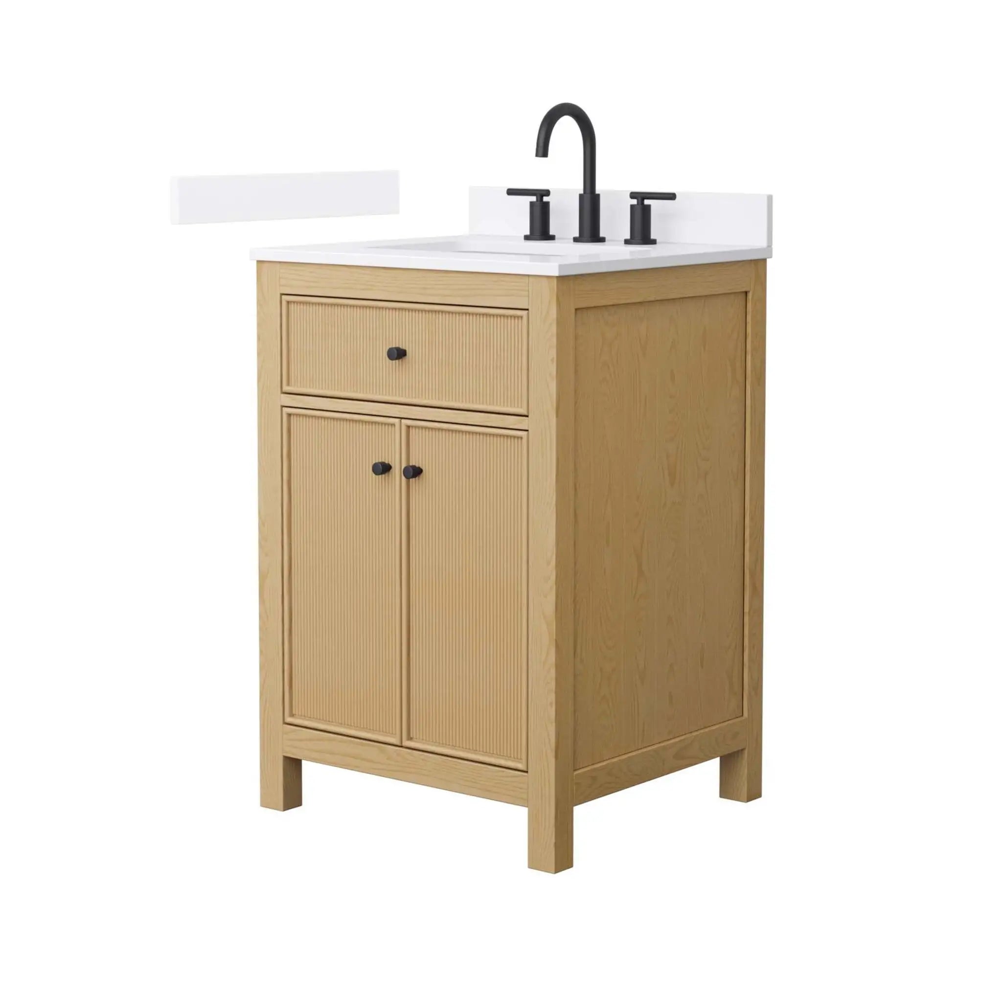 24" Pendry Single Bathroom Vanity in Tanned Oak with Matte Black Trim by Wyndham
