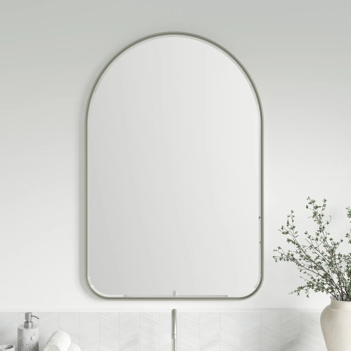 24 Inch Rohe Arched Mirror - Satin Nickel Image 2