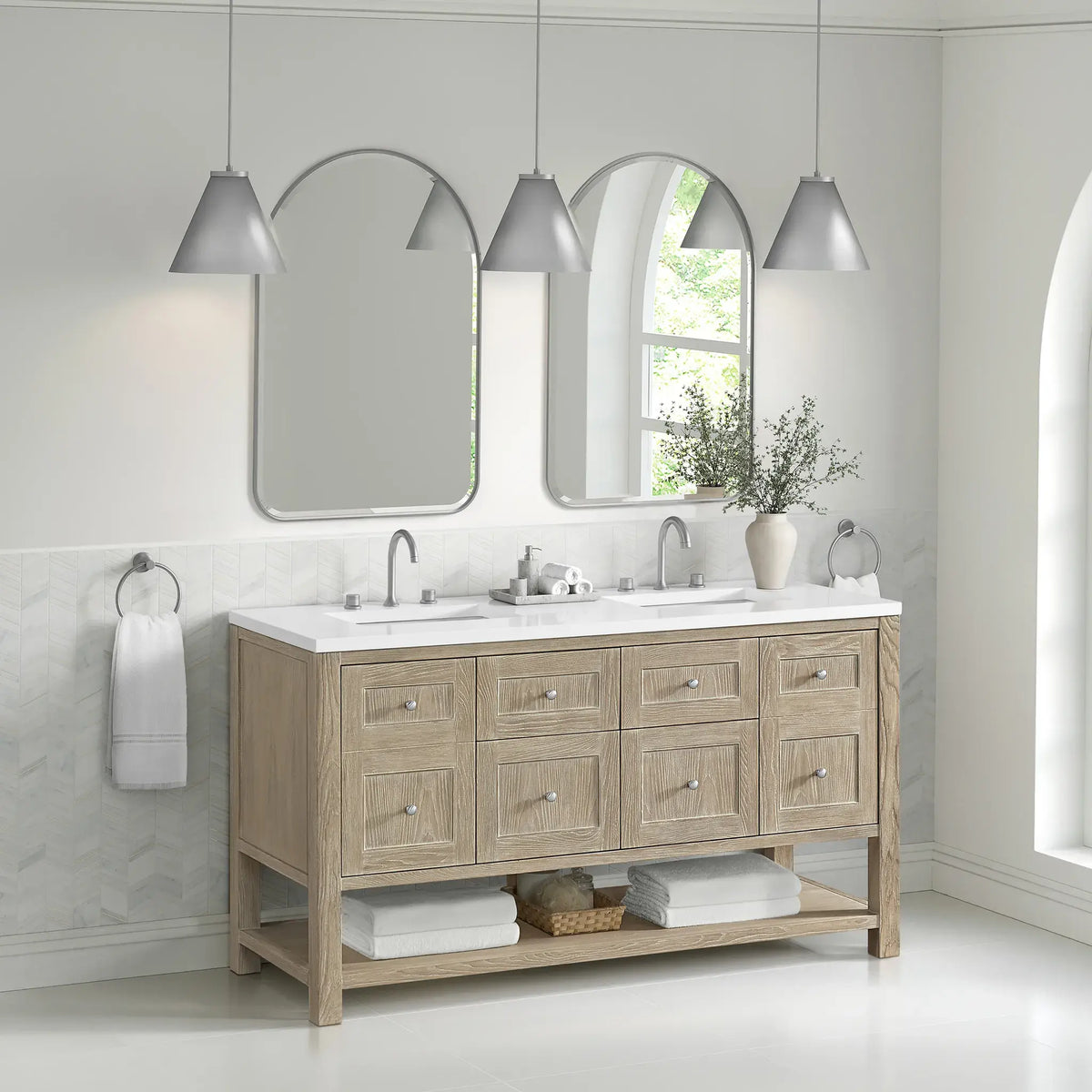 24 Inch Rohe Arched Mirror - Satin Nickel Image 5