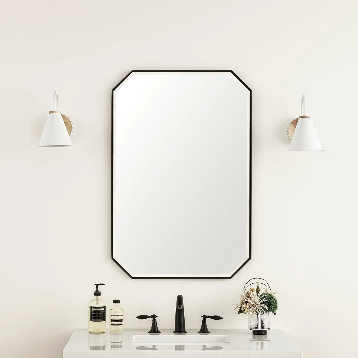 24 Inch Rohe Octagonal Mirror - Matte Black Image 2