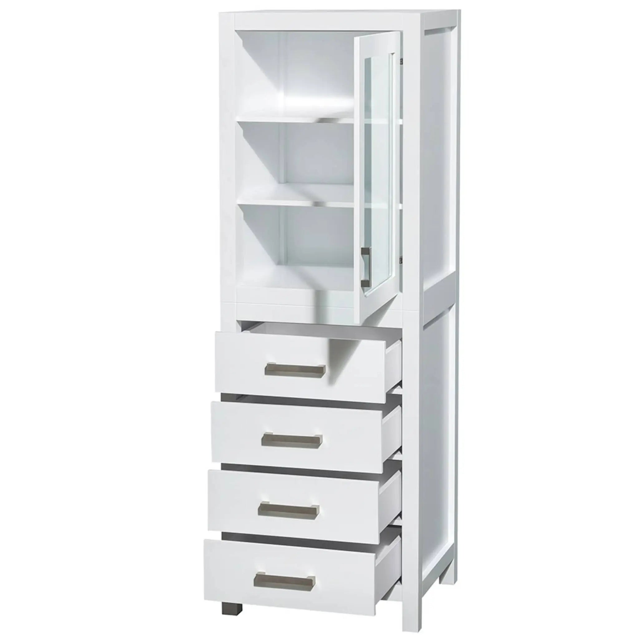 24" White Bathroom Linen Tower Cabinet - Sheffield by Wyndham (WCS1414LTWH) image 1