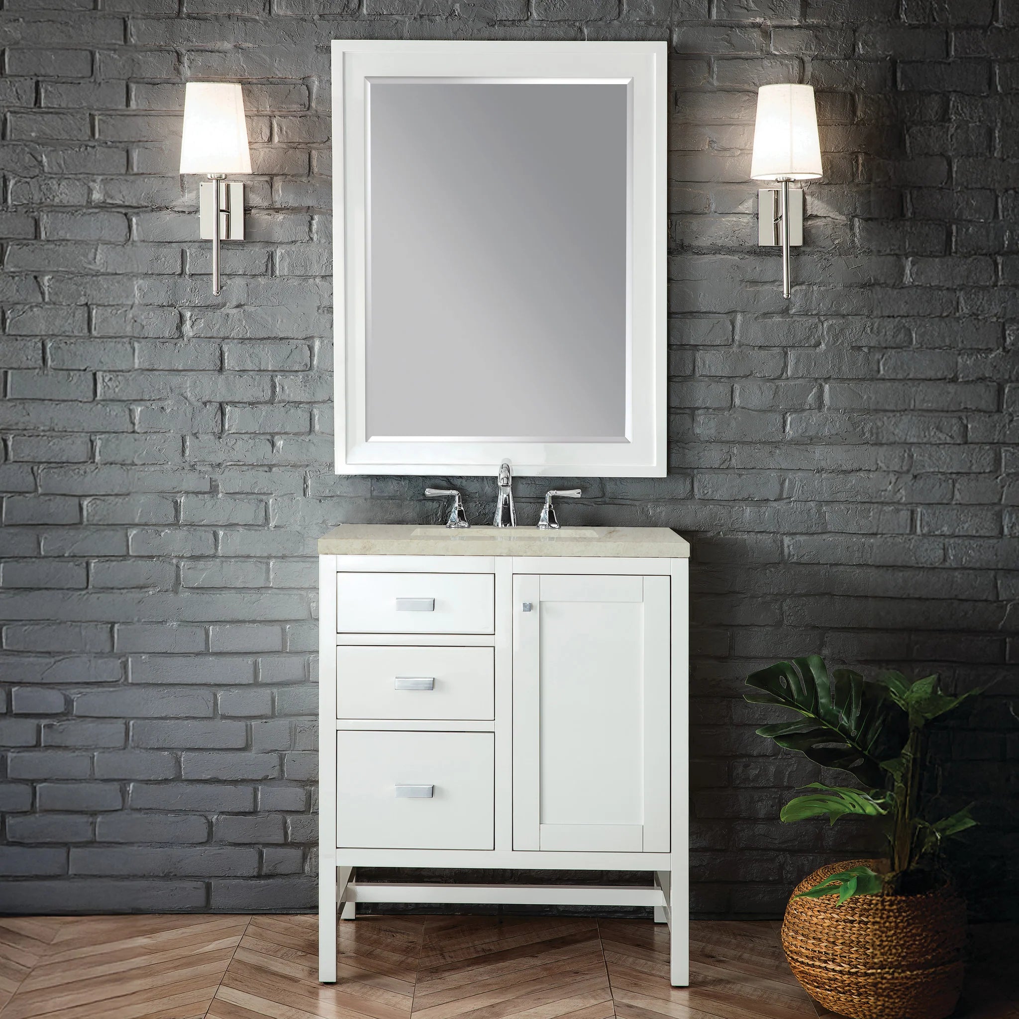 30-addison-single-vanity-cabinet-in-glossy-white-by-james-martin-vanities-e444-v30-gw-tajnar-eclos-zero-silica image 1