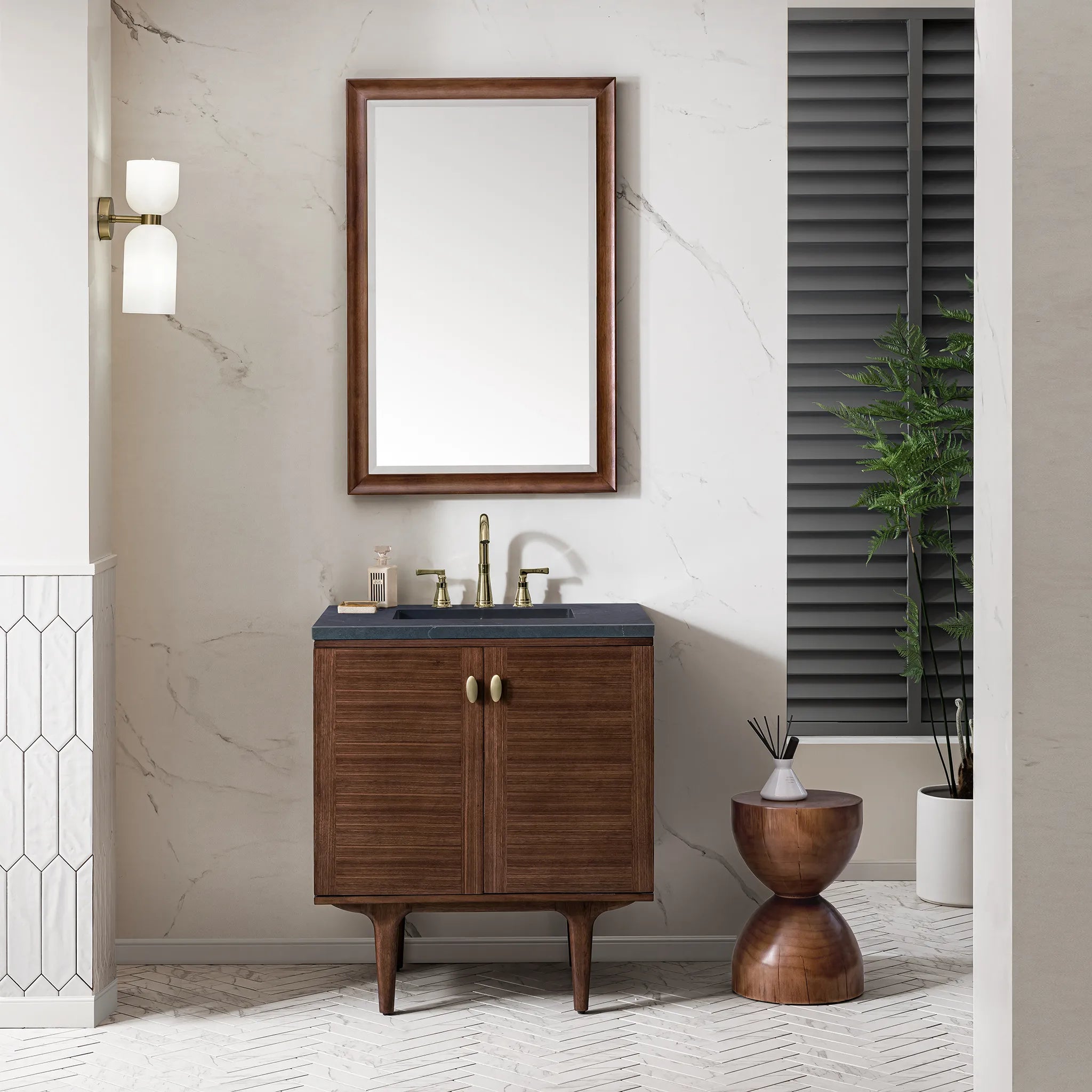 30" Amberly Single Vanity in Mid-Century Walnut-Cabinet Only-Not Available image 2