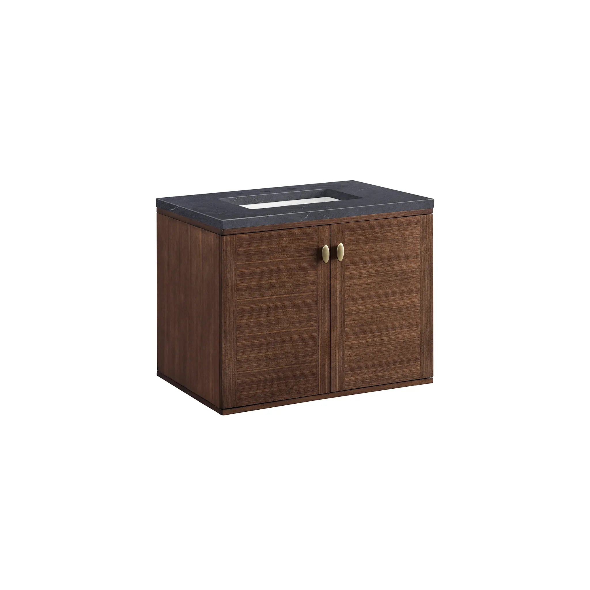 30" Amberly Single Vanity in Mid-Century Walnut-Charcoal Soapstone Silestone-8" Widespread image 11