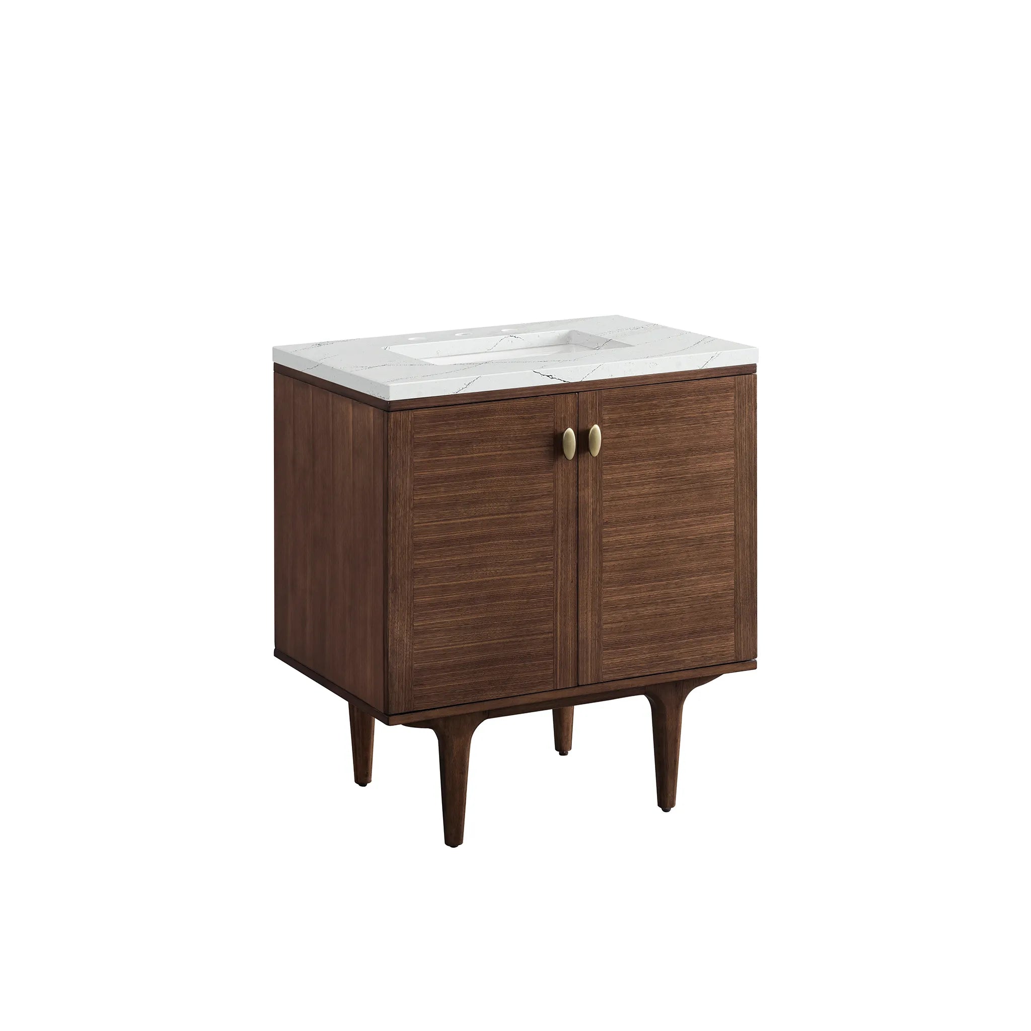 30" Amberly Single Vanity in Mid-Century Walnut-Ethereal Noctis Silestone-8" Widespread image 10