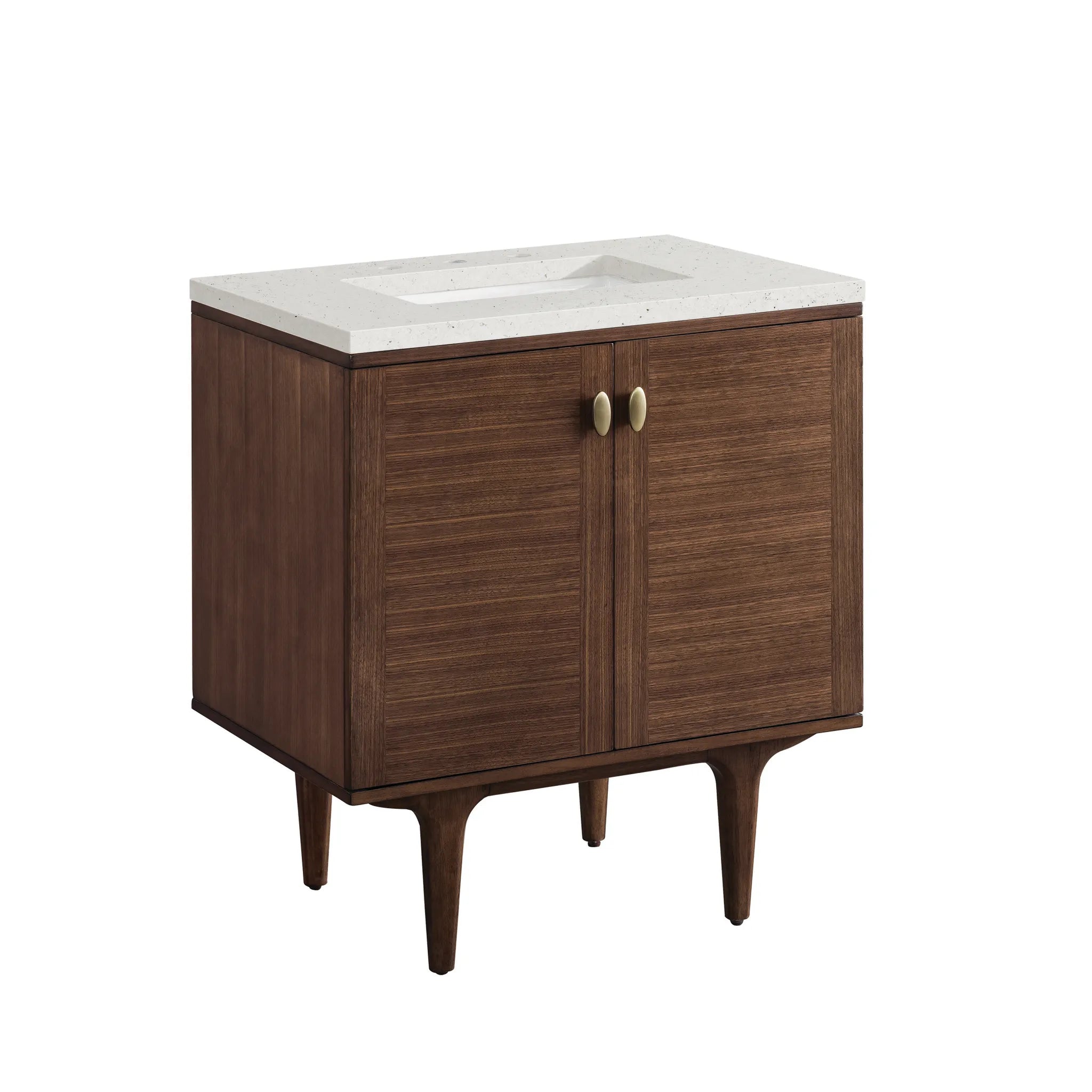 30" Amberly Single Vanity in Mid-Century Walnut-Lime Delight Silestone-8" Widespread image 10