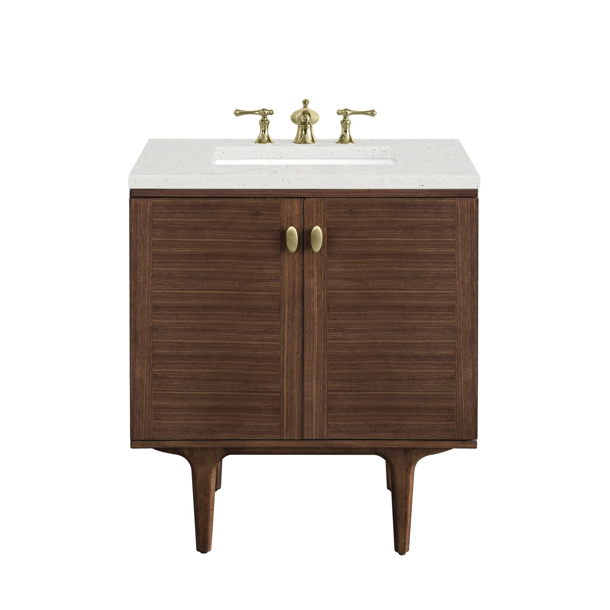30" Amberly Single Vanity in Mid-Century Walnut-Lime Delight Silestone-8" Widespread image