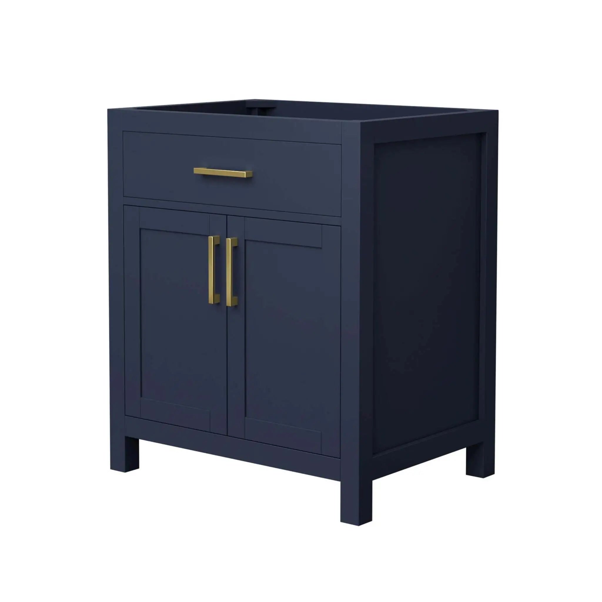 30" Beckett Single Bathroom Vanity in Dark Blue with Brushed Gold Trim by Wyndham