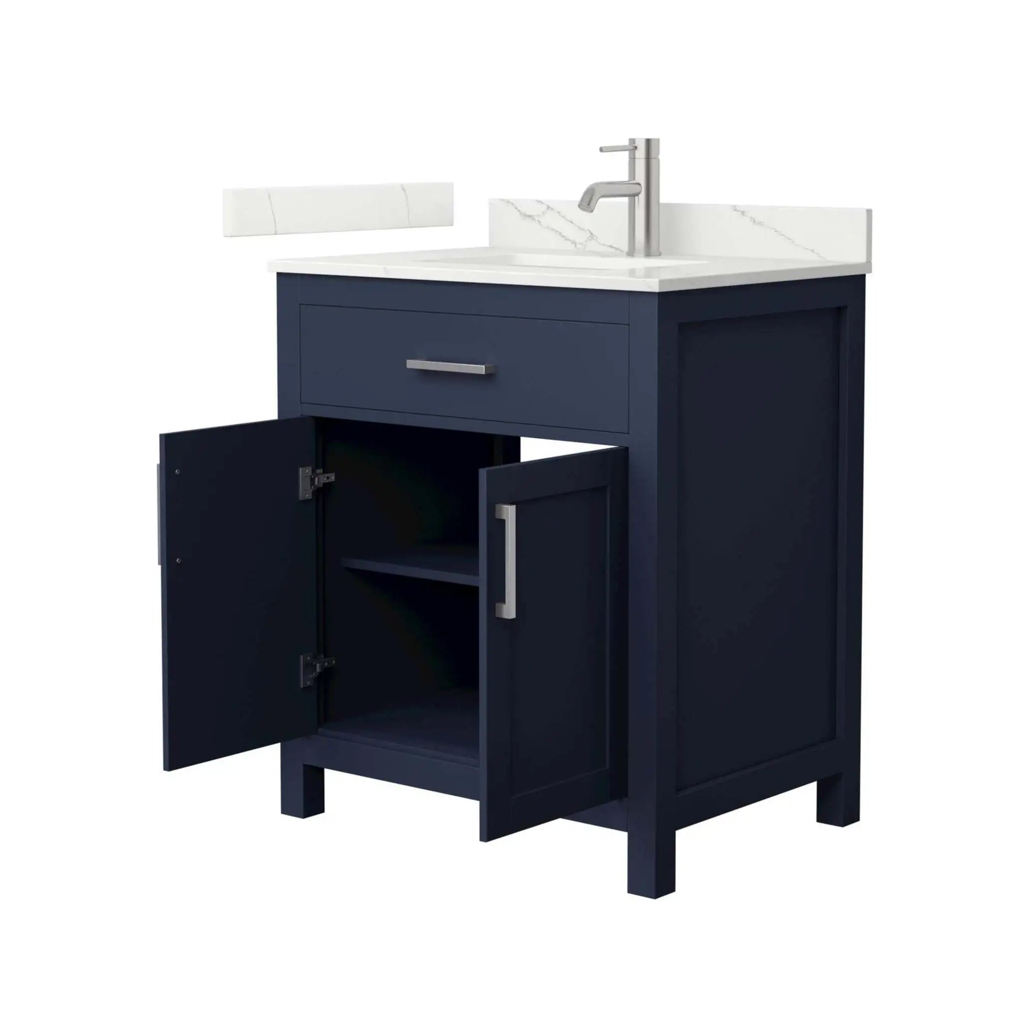 30" Beckett Single Bathroom Vanity in Dark Blue with Brushed Nickel Trim by Wyndham