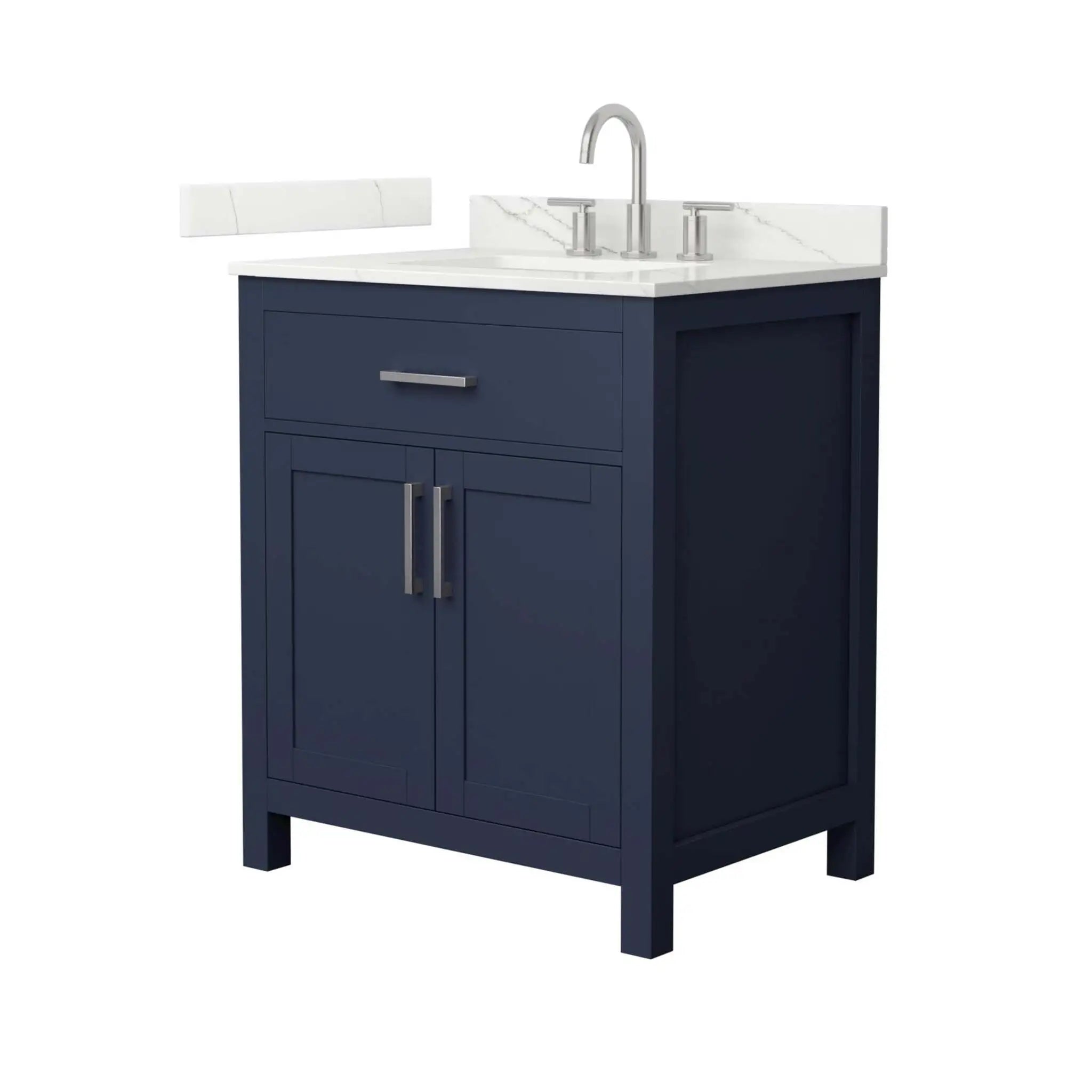 30" Beckett Single Bathroom Vanity in Dark Blue with Brushed Nickel Trim by Wyndham