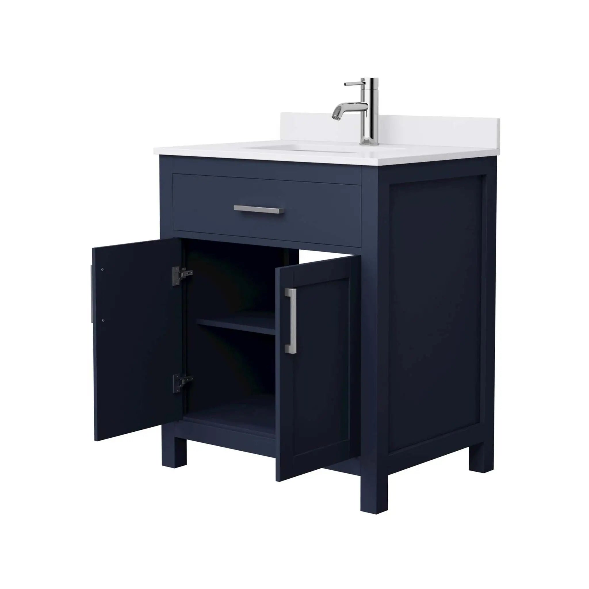 30" Beckett Single Bathroom Vanity in Dark Blue with Brushed Nickel Trim by Wyndham