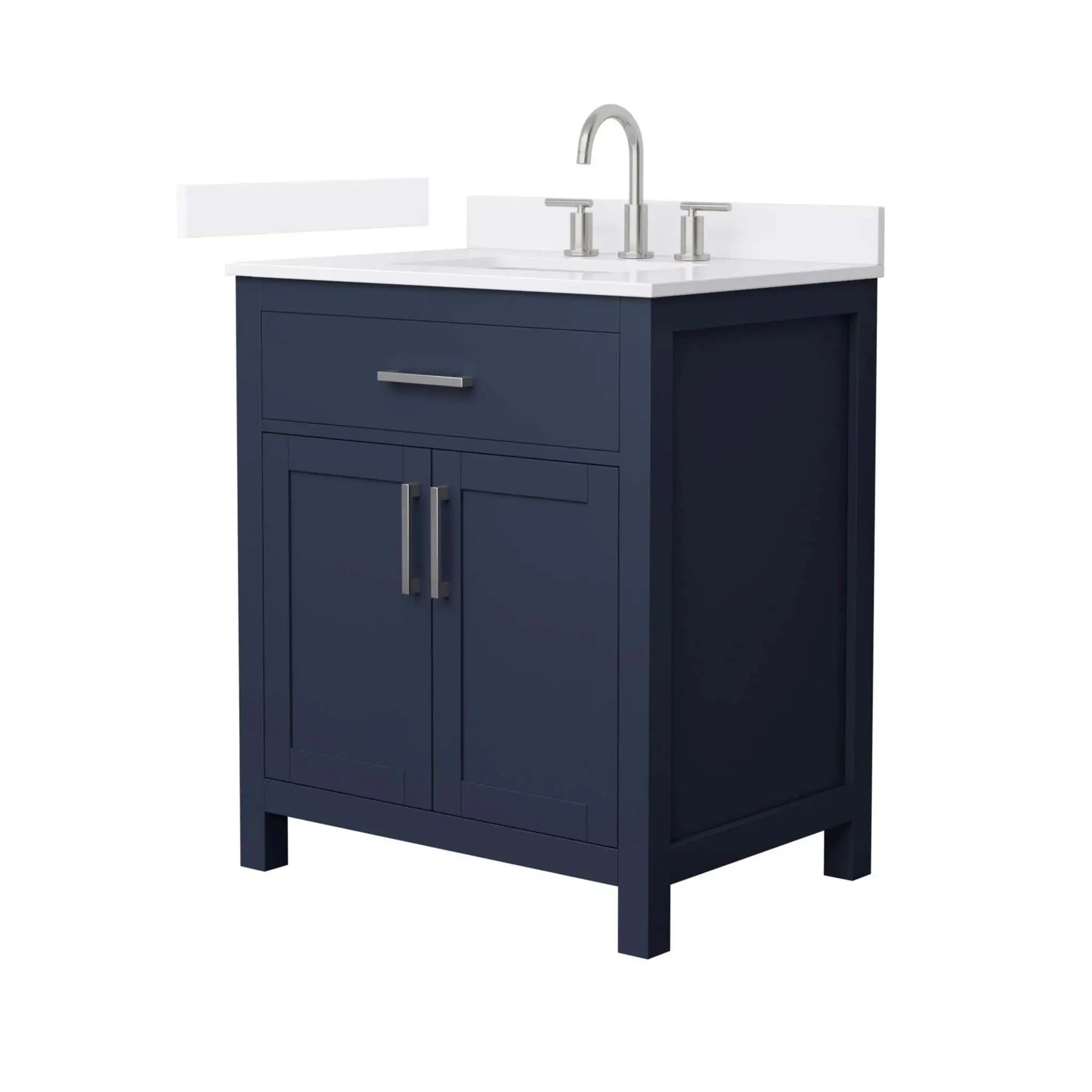 30" Beckett Single Bathroom Vanity in Dark Blue with Brushed Nickel Trim by Wyndham