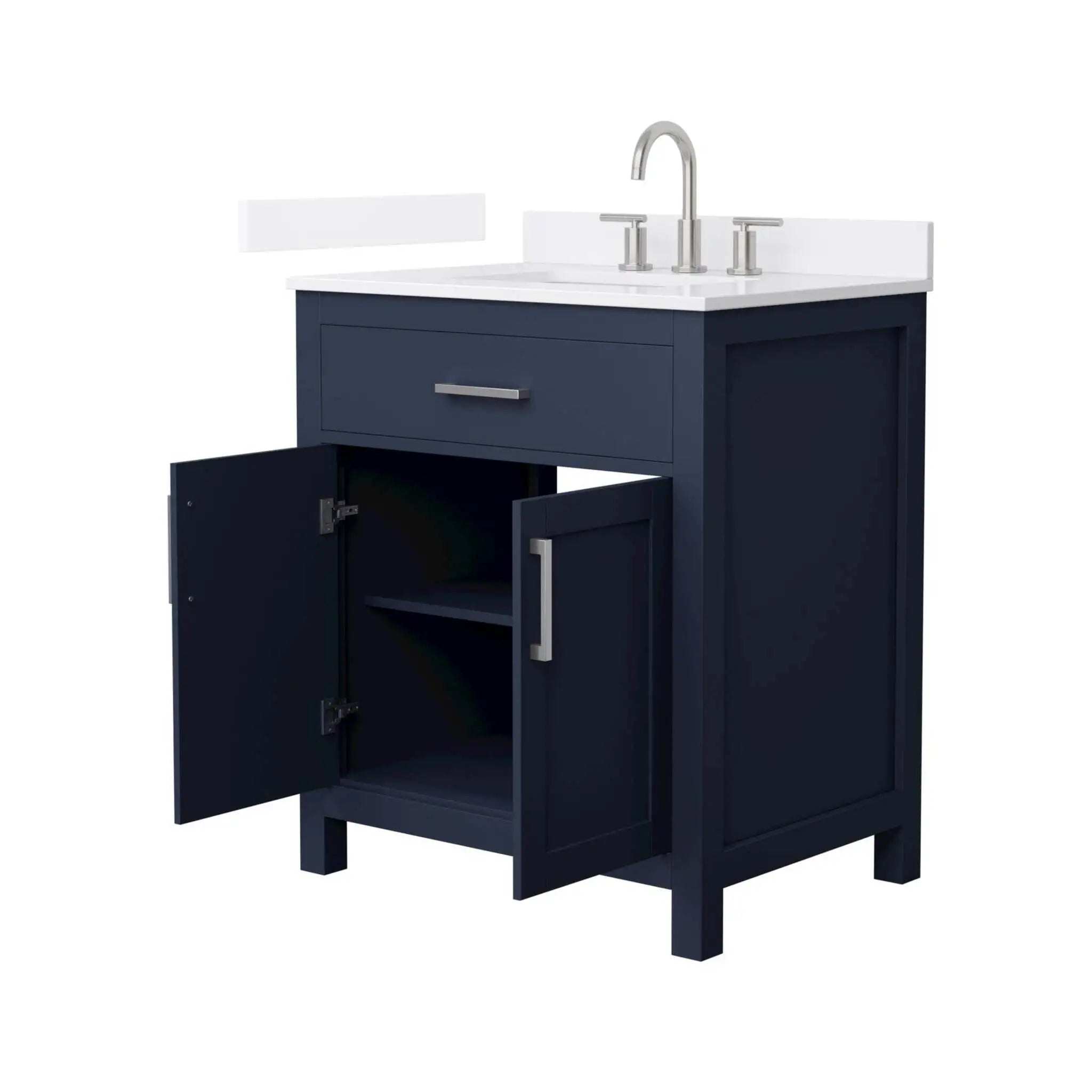30" Beckett Single Bathroom Vanity in Dark Blue with Brushed Nickel Trim by Wyndham