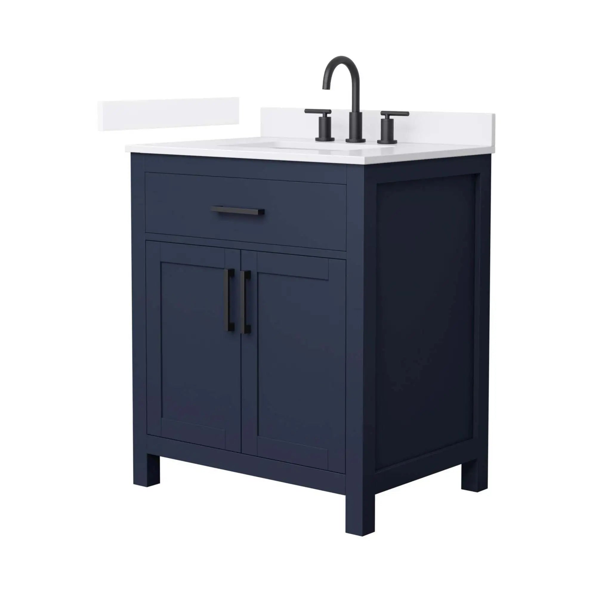 30" Beckett Single Bathroom Vanity in Dark Blue with Matte Black Trim by Wyndham