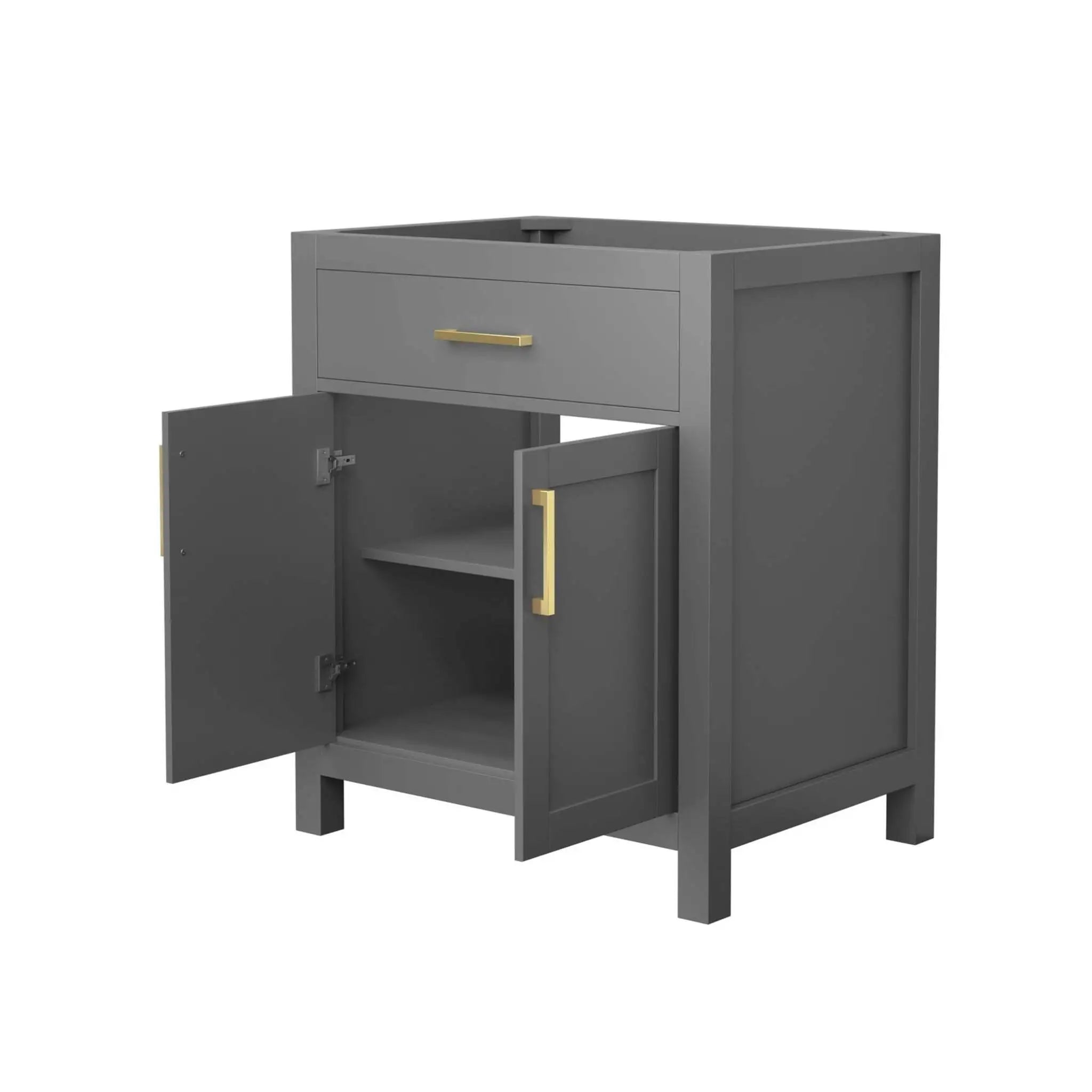 30" Beckett Single Bathroom Vanity in Dark Gray with Brushed Gold Trim by Wyndham