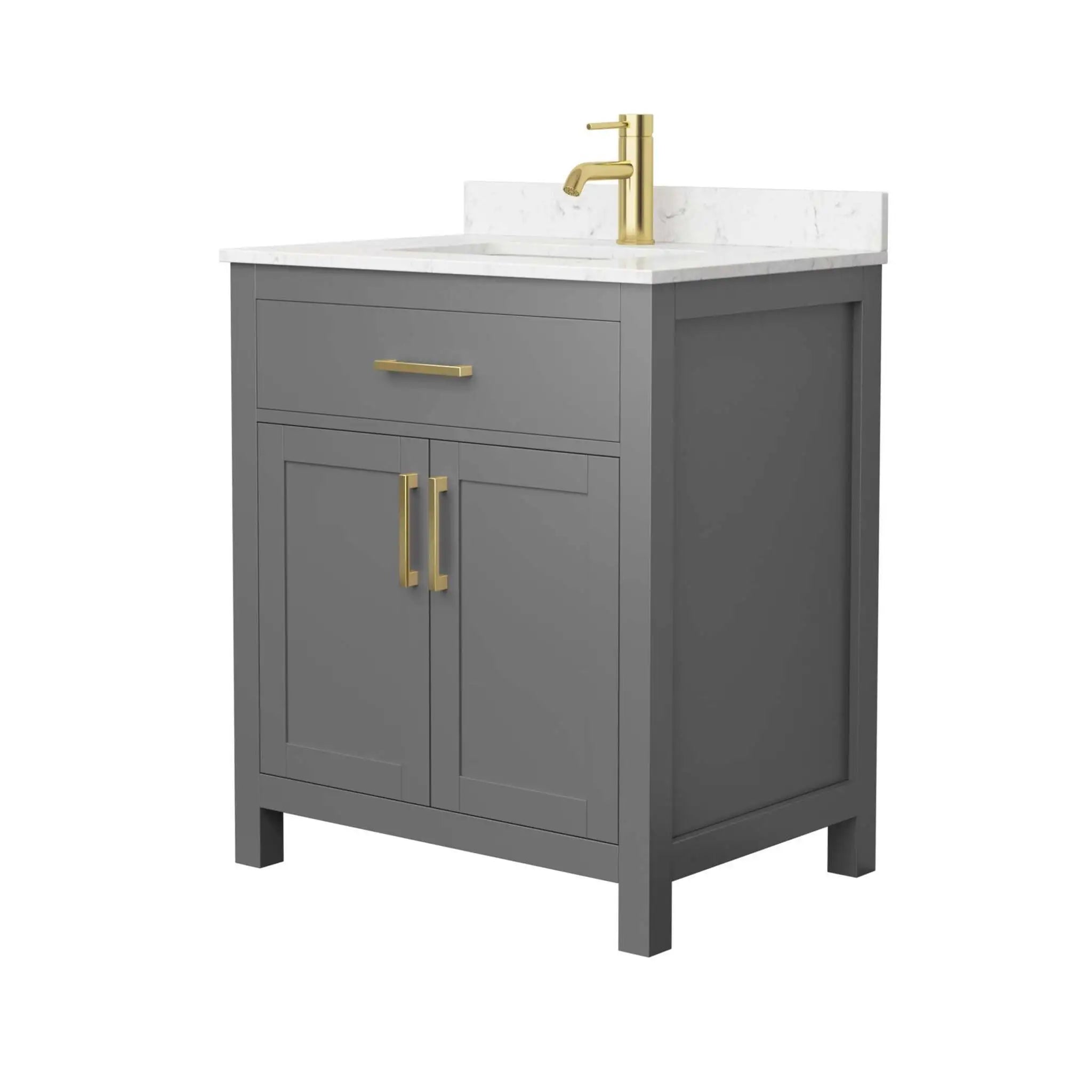 30" Beckett Single Bathroom Vanity in Dark Gray with Brushed Gold Trim by Wyndham