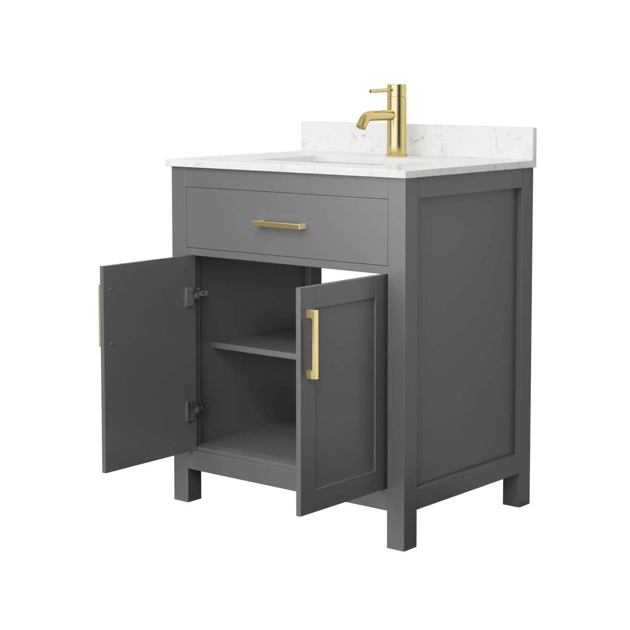 30" Beckett Single Bathroom Vanity in Dark Gray with Brushed Gold Trim by Wyndham