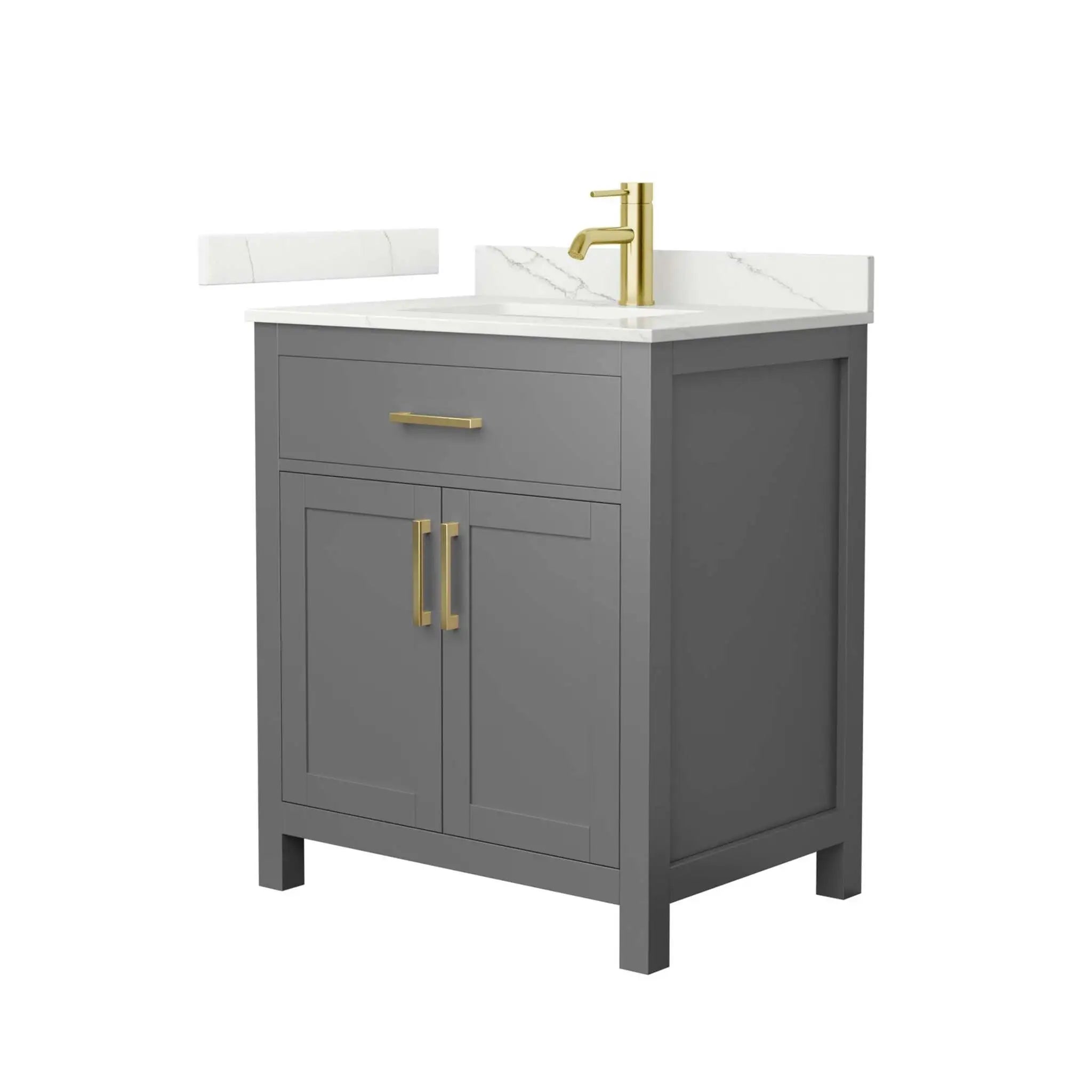 30" Beckett Single Bathroom Vanity in Dark Gray with Brushed Gold Trim by Wyndham