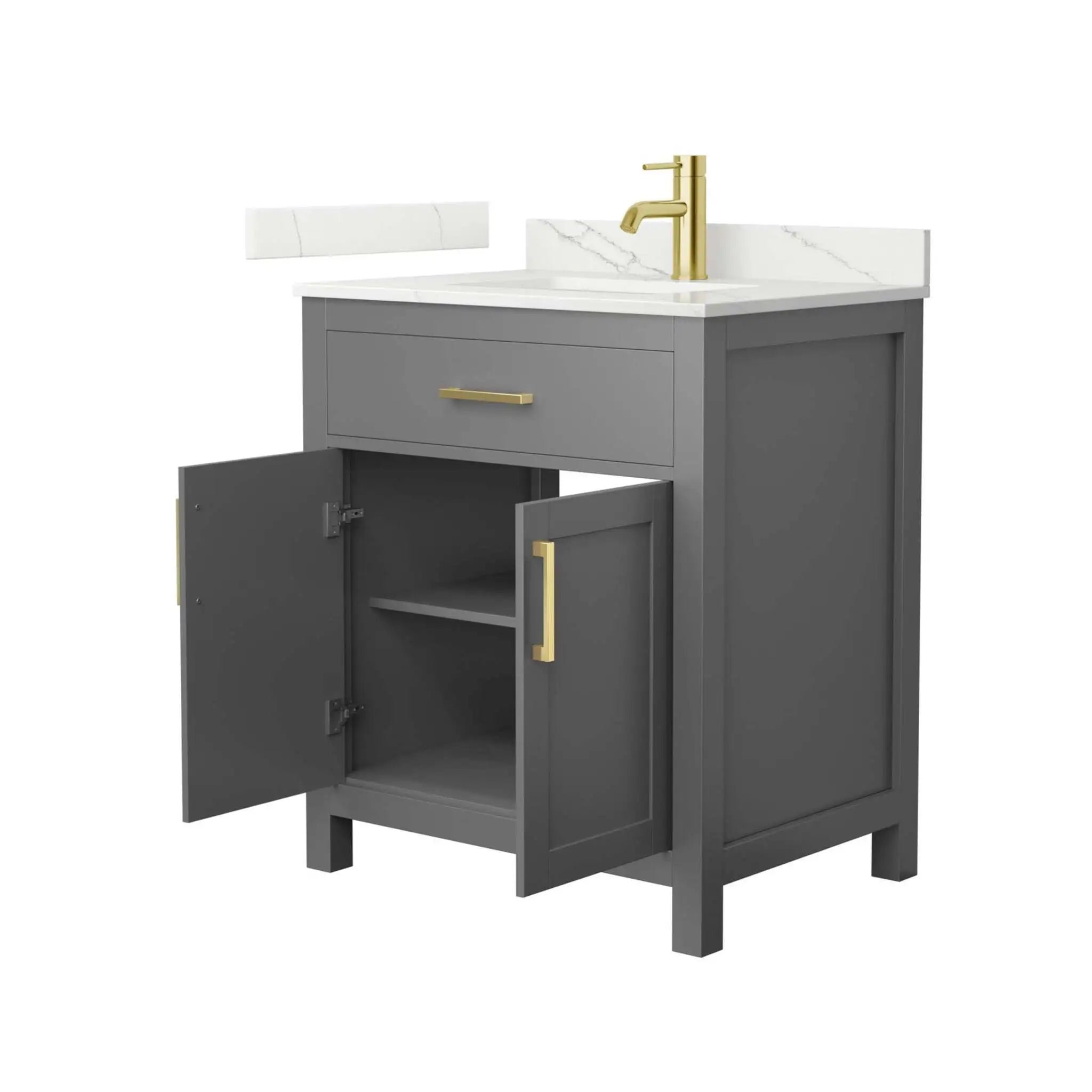 30" Beckett Single Bathroom Vanity in Dark Gray with Brushed Gold Trim by Wyndham