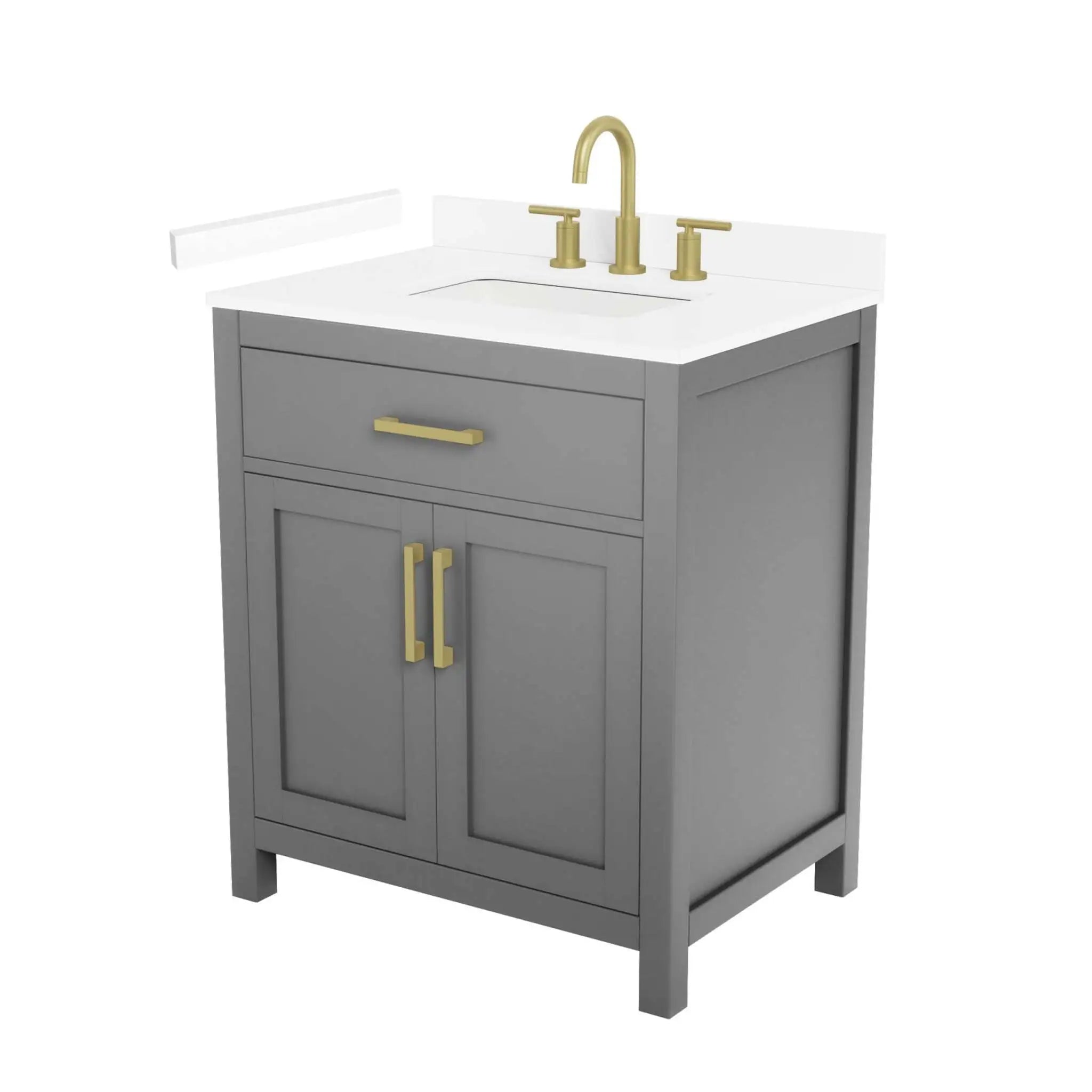 30" Beckett Single Bathroom Vanity in Dark Gray with Brushed Gold Trim by Wyndham