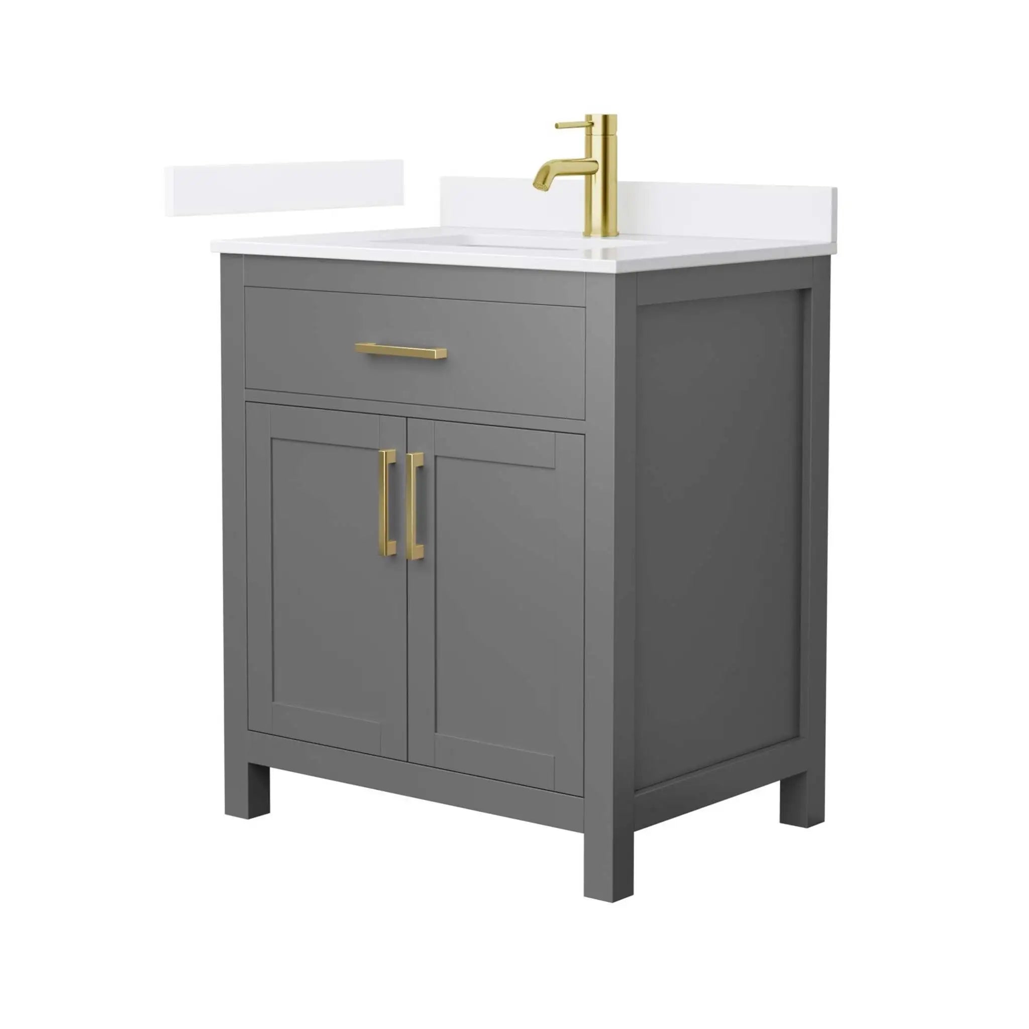 30" Beckett Single Bathroom Vanity in Dark Gray with Brushed Gold Trim by Wyndham