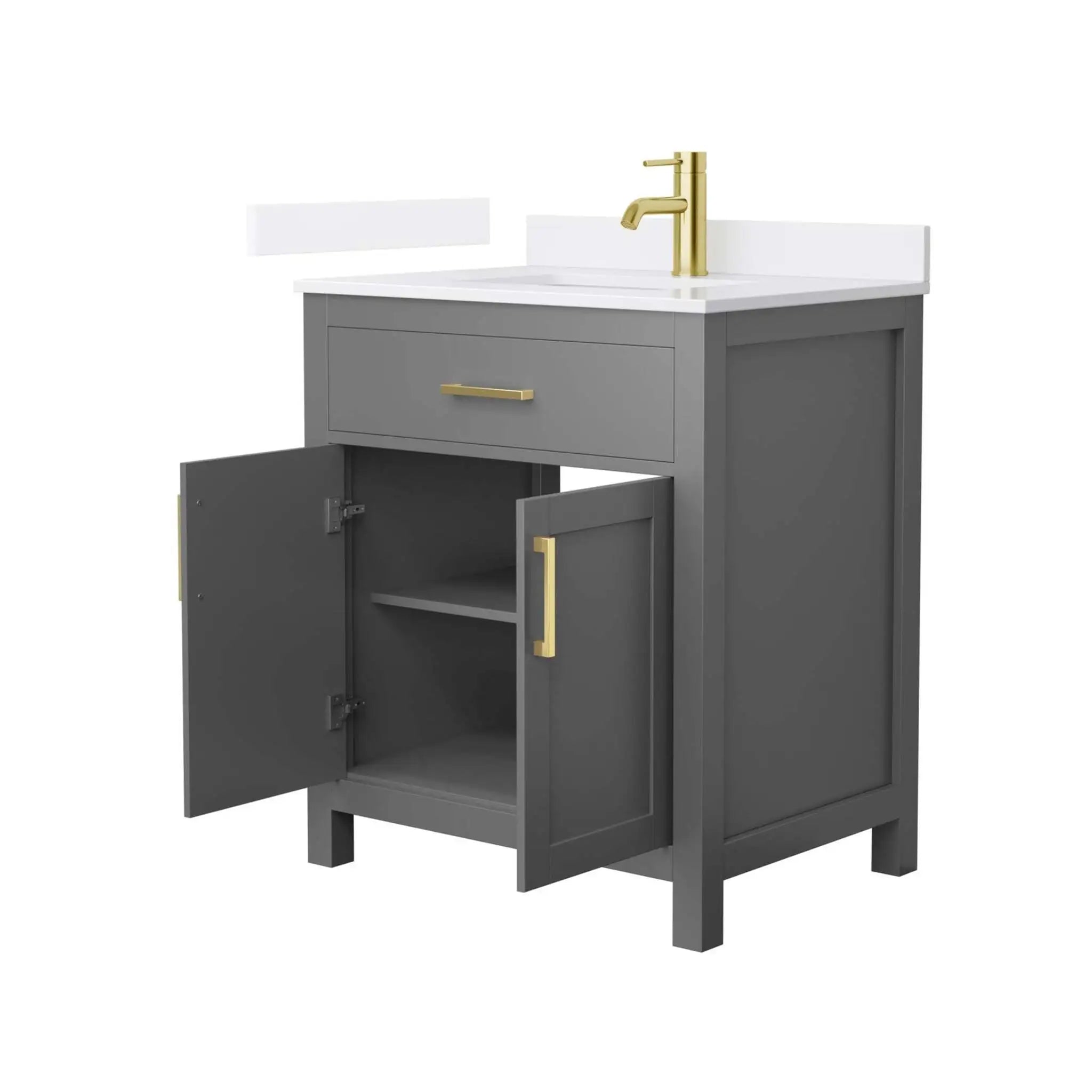 30" Beckett Single Bathroom Vanity in Dark Gray with Brushed Gold Trim by Wyndham