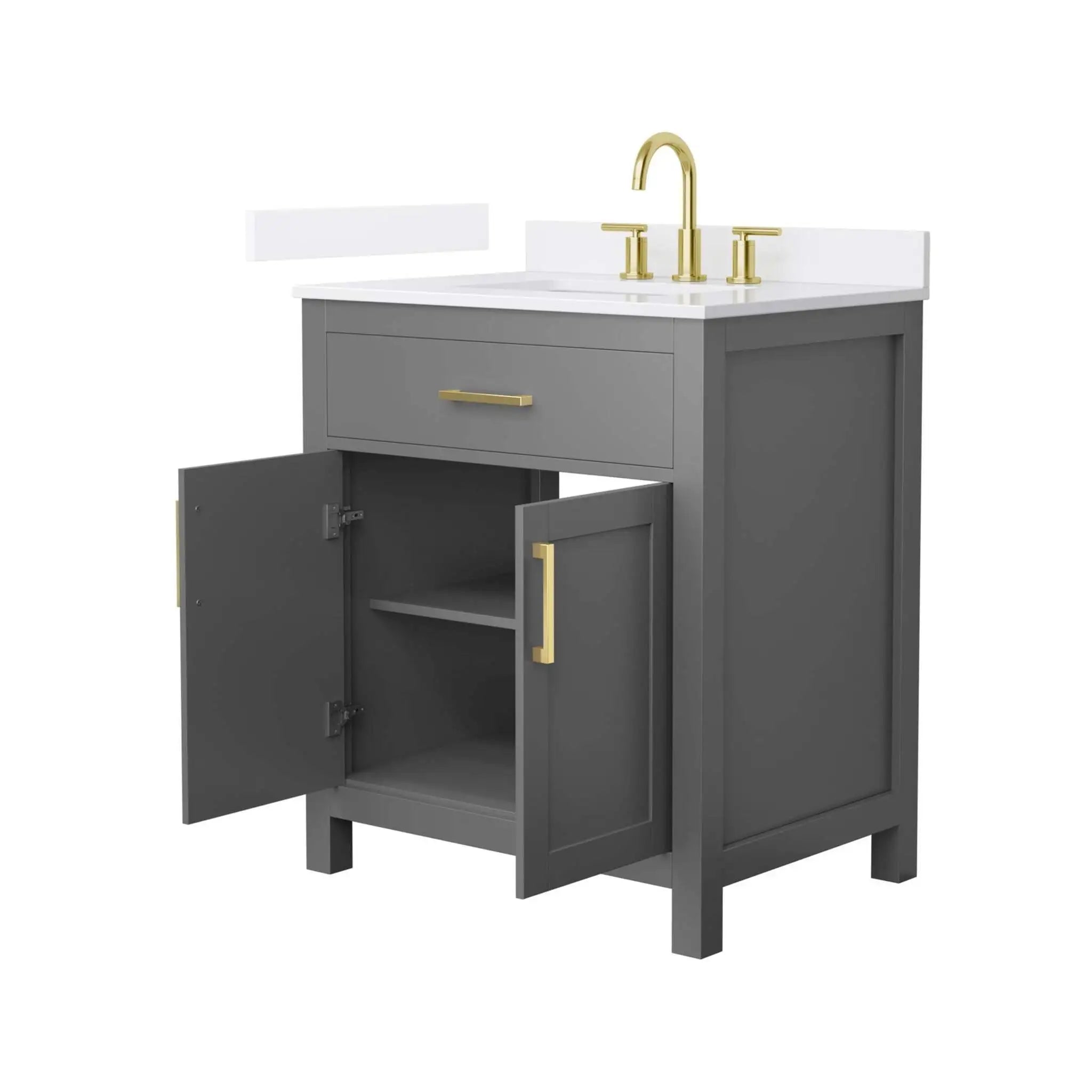 30" Beckett Single Bathroom Vanity in Dark Gray with Brushed Gold Trim by Wyndham