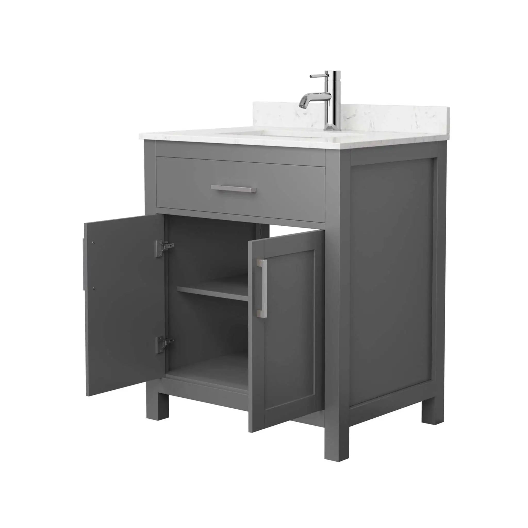 30" Beckett Single Bathroom Vanity in Dark Gray with Brushed Nickel Trim by Wyndham