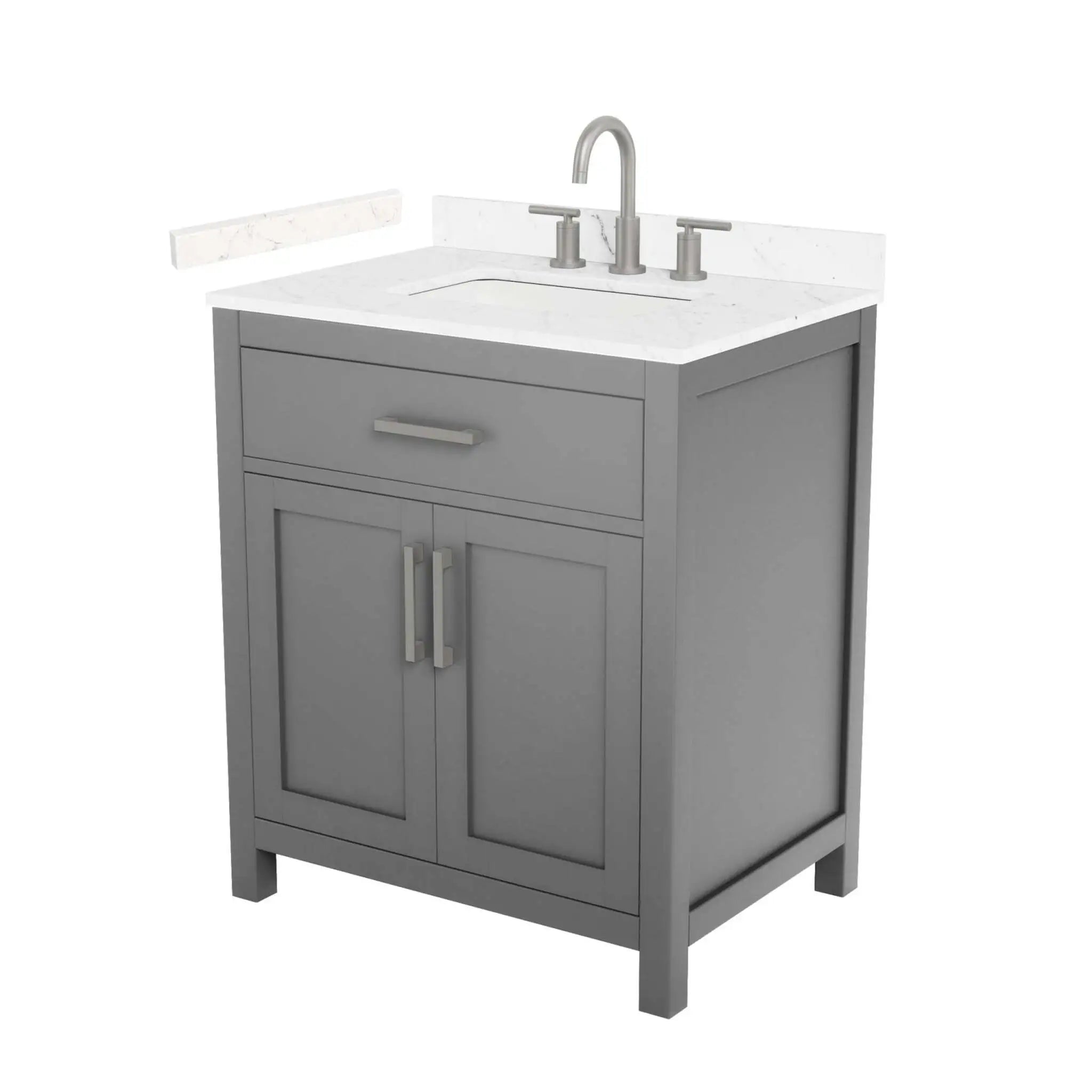 30" Beckett Single Bathroom Vanity in Dark Gray with Brushed Nickel Trim by Wyndham