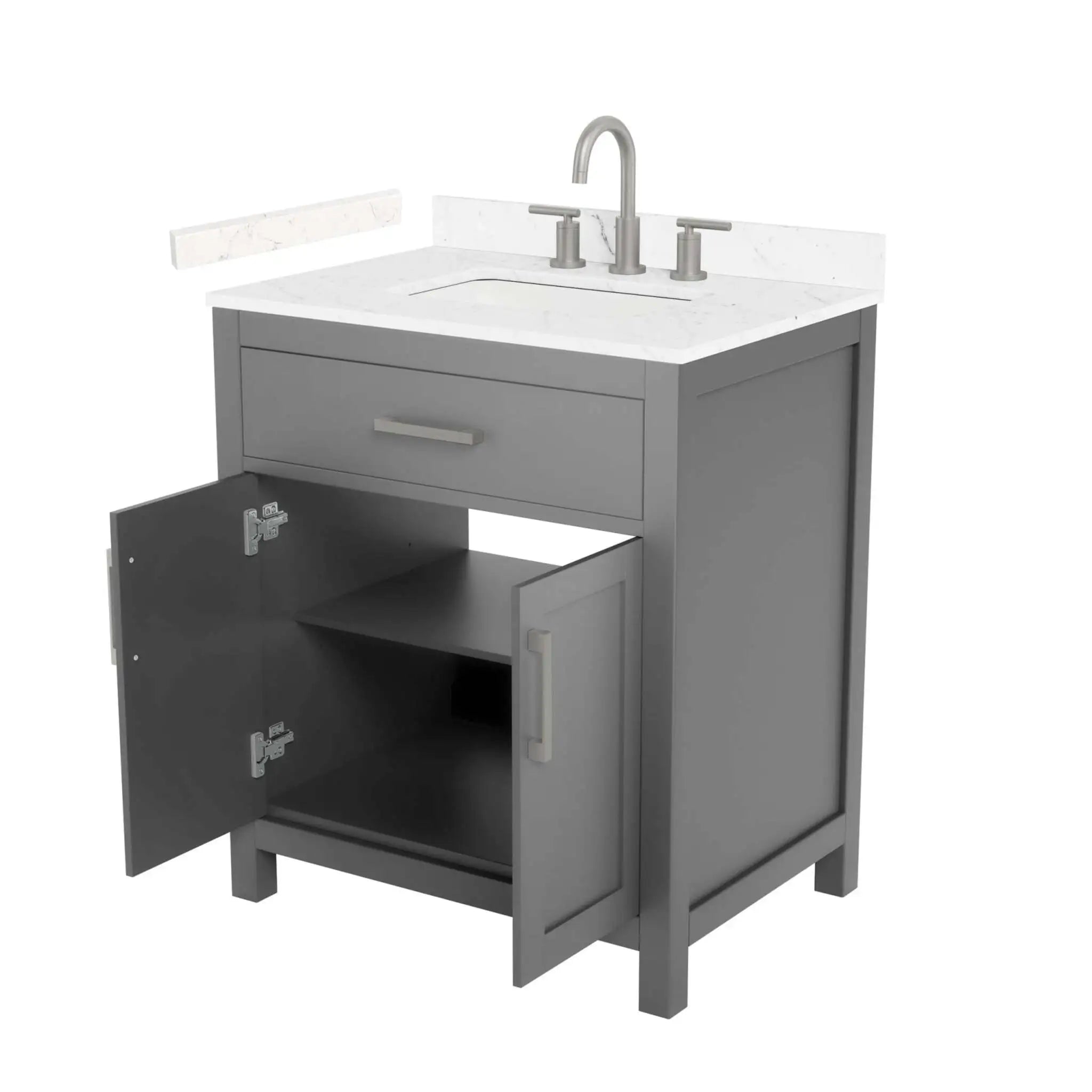 30" Beckett Single Bathroom Vanity in Dark Gray with Brushed Nickel Trim by Wyndham