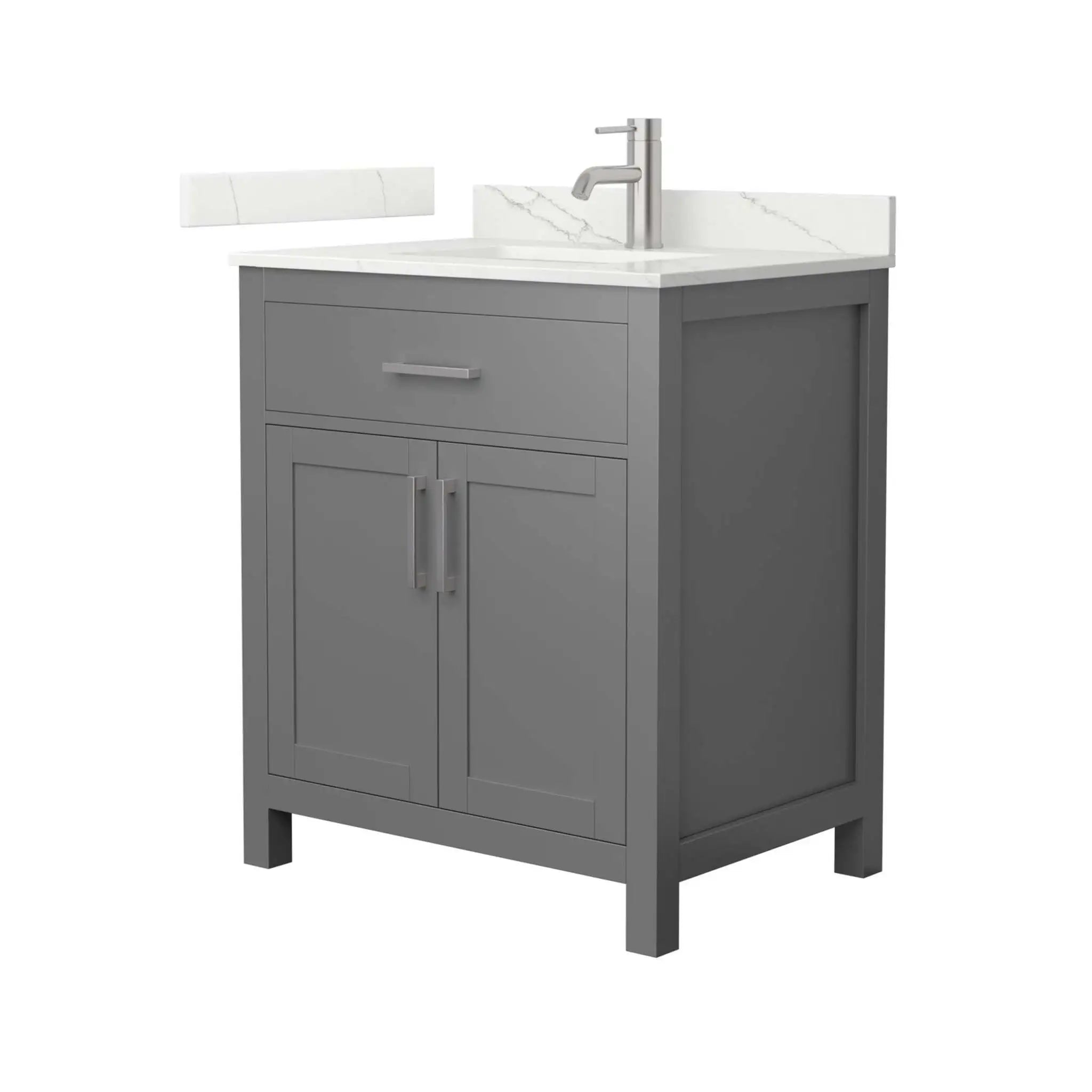 30" Beckett Single Bathroom Vanity in Dark Gray with Brushed Nickel Trim by Wyndham