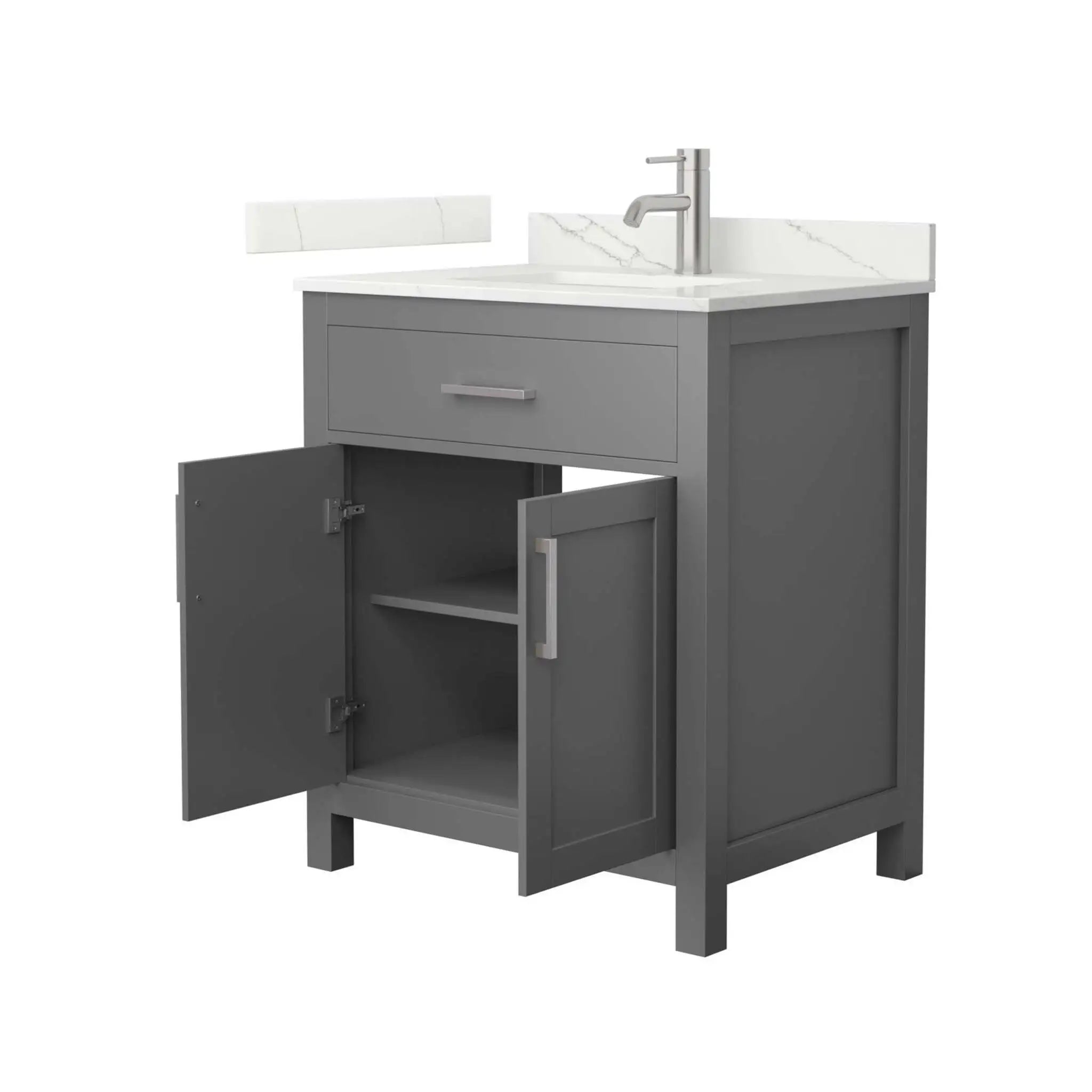 30" Beckett Single Bathroom Vanity in Dark Gray with Brushed Nickel Trim by Wyndham