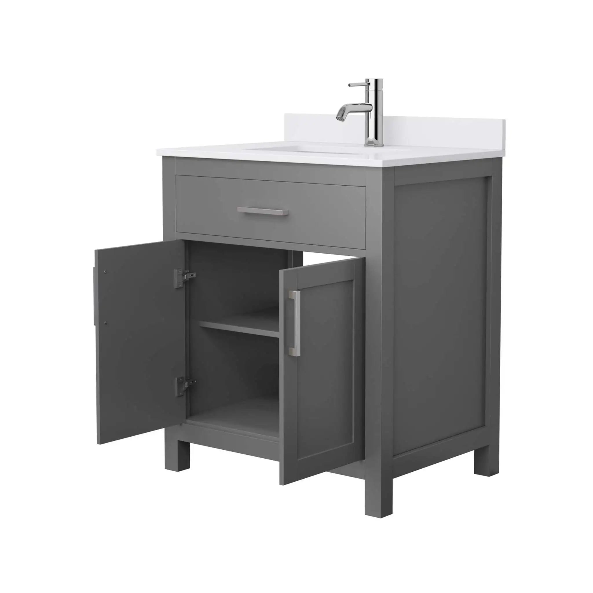 30" Beckett Single Bathroom Vanity in Dark Gray with Brushed Nickel Trim by Wyndham