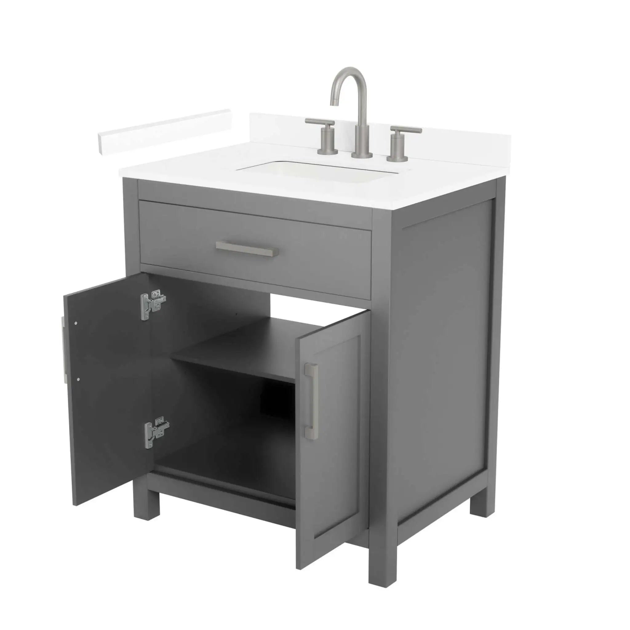 30" Beckett Single Bathroom Vanity in Dark Gray with Brushed Nickel Trim by Wyndham