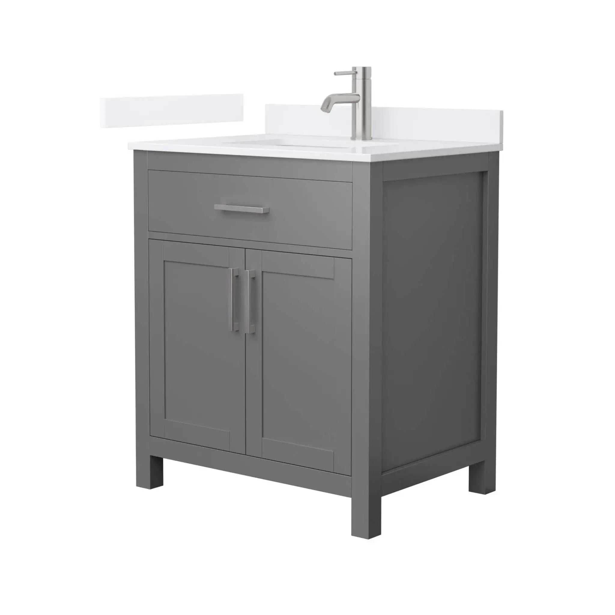 30" Beckett Single Bathroom Vanity in Dark Gray with Brushed Nickel Trim by Wyndham