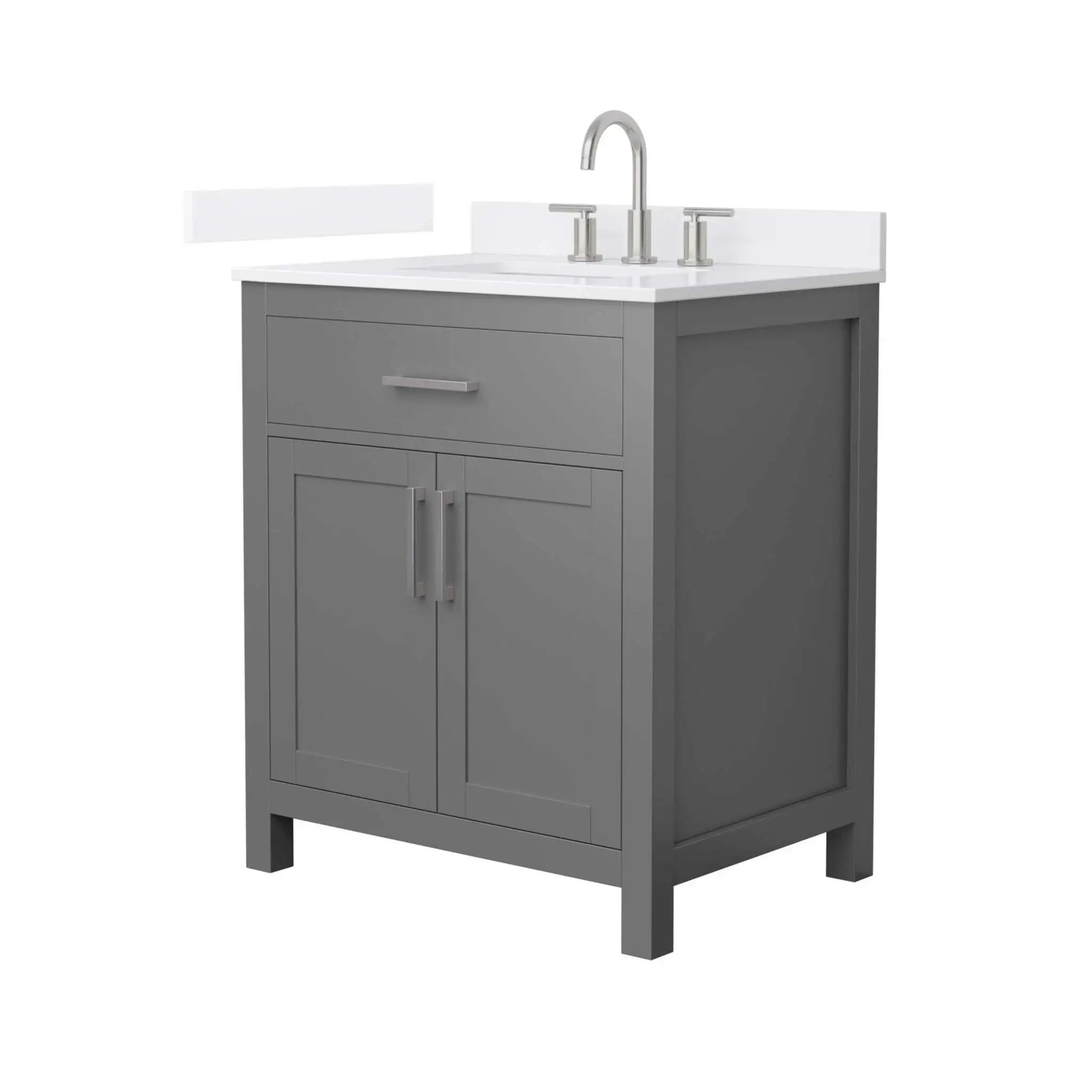 30" Beckett Single Bathroom Vanity in Dark Gray with Brushed Nickel Trim by Wyndham
