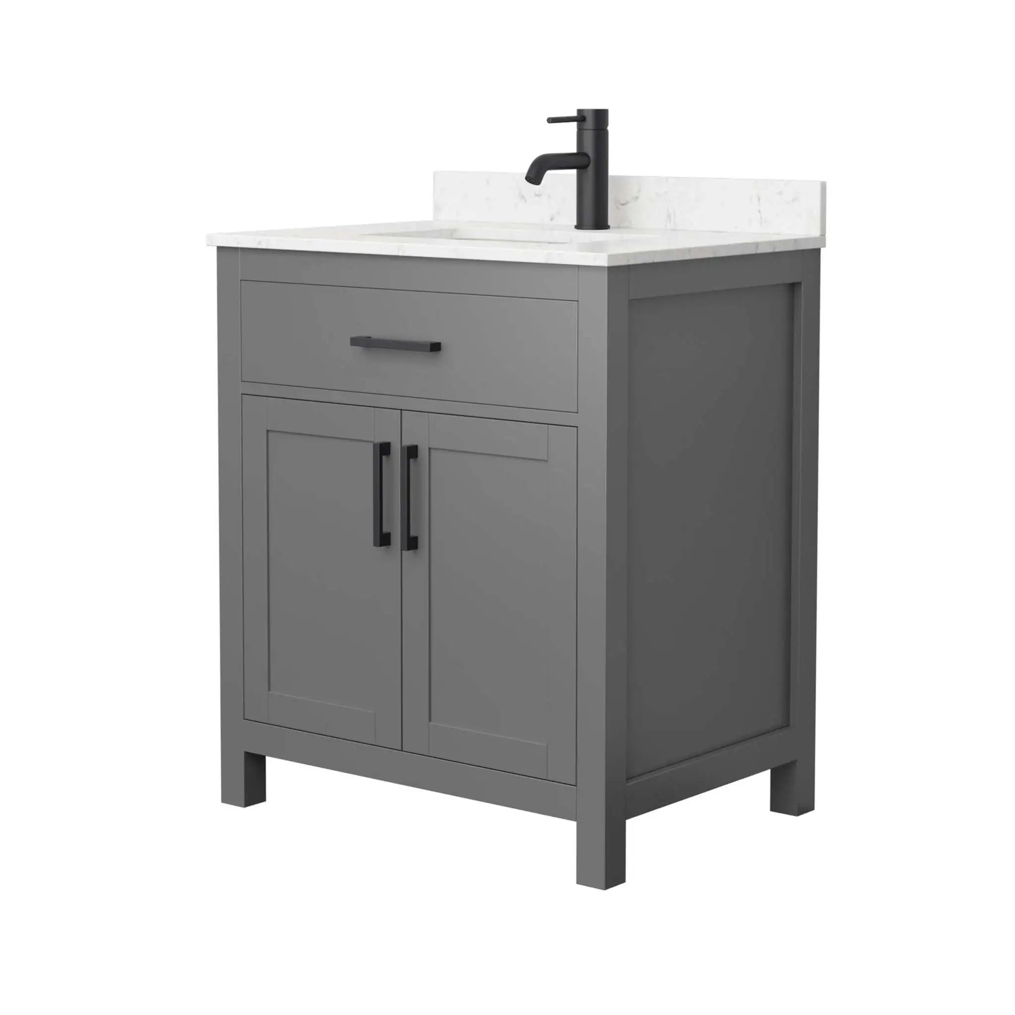 30" Beckett Single Bathroom Vanity in Dark Gray with Matte Black Trim by Wyndham