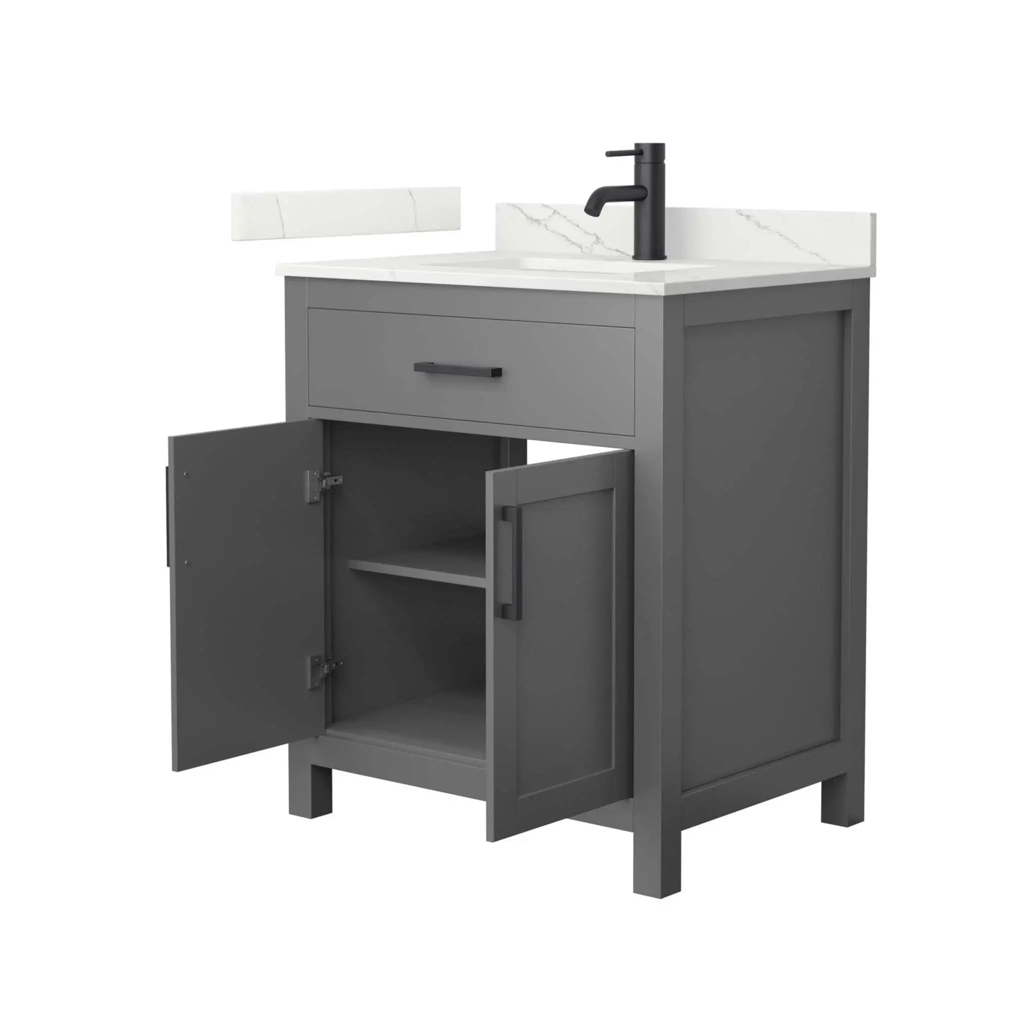 30" Beckett Single Bathroom Vanity in Dark Gray with Matte Black Trim by Wyndham