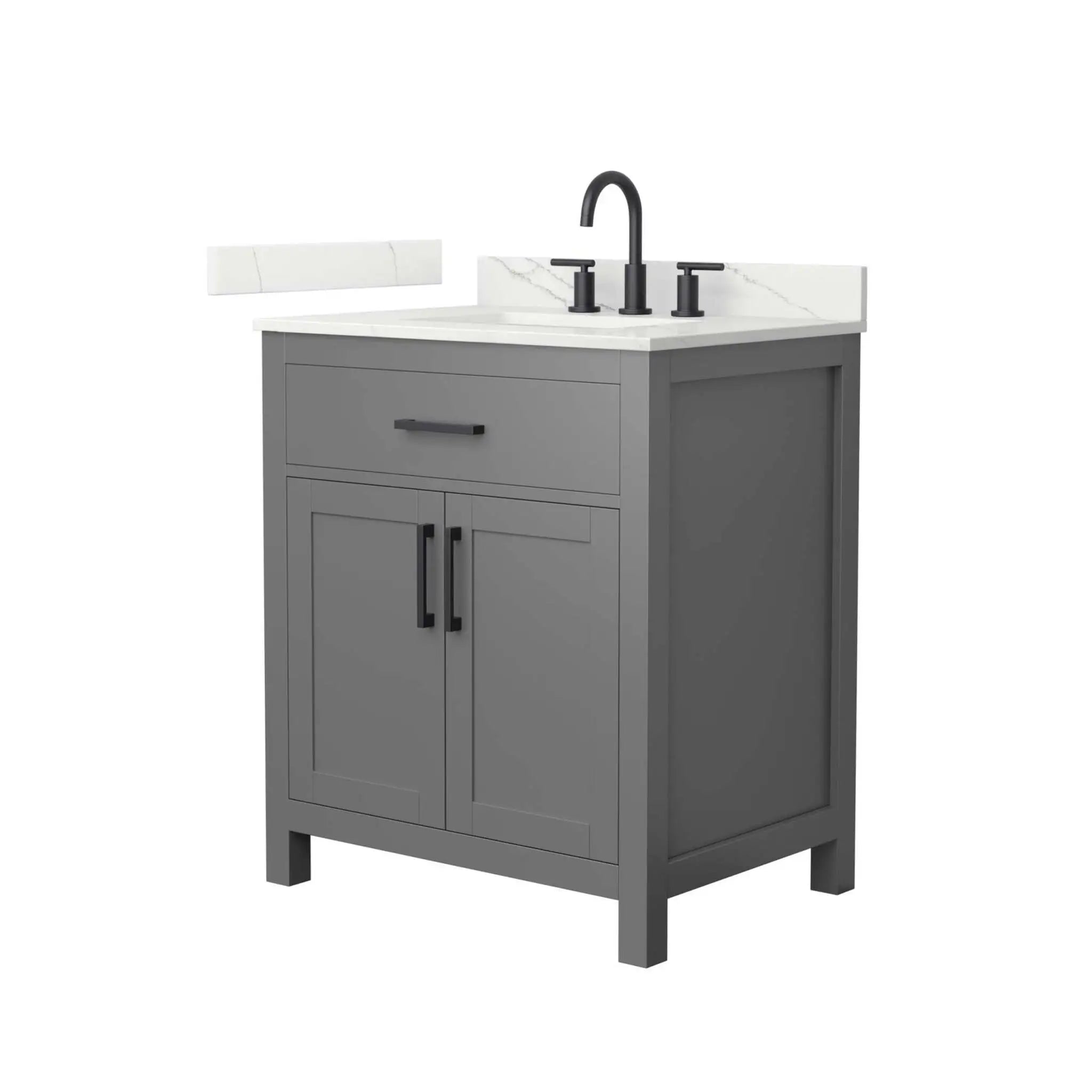 30" Beckett Single Bathroom Vanity in Dark Gray with Matte Black Trim by Wyndham