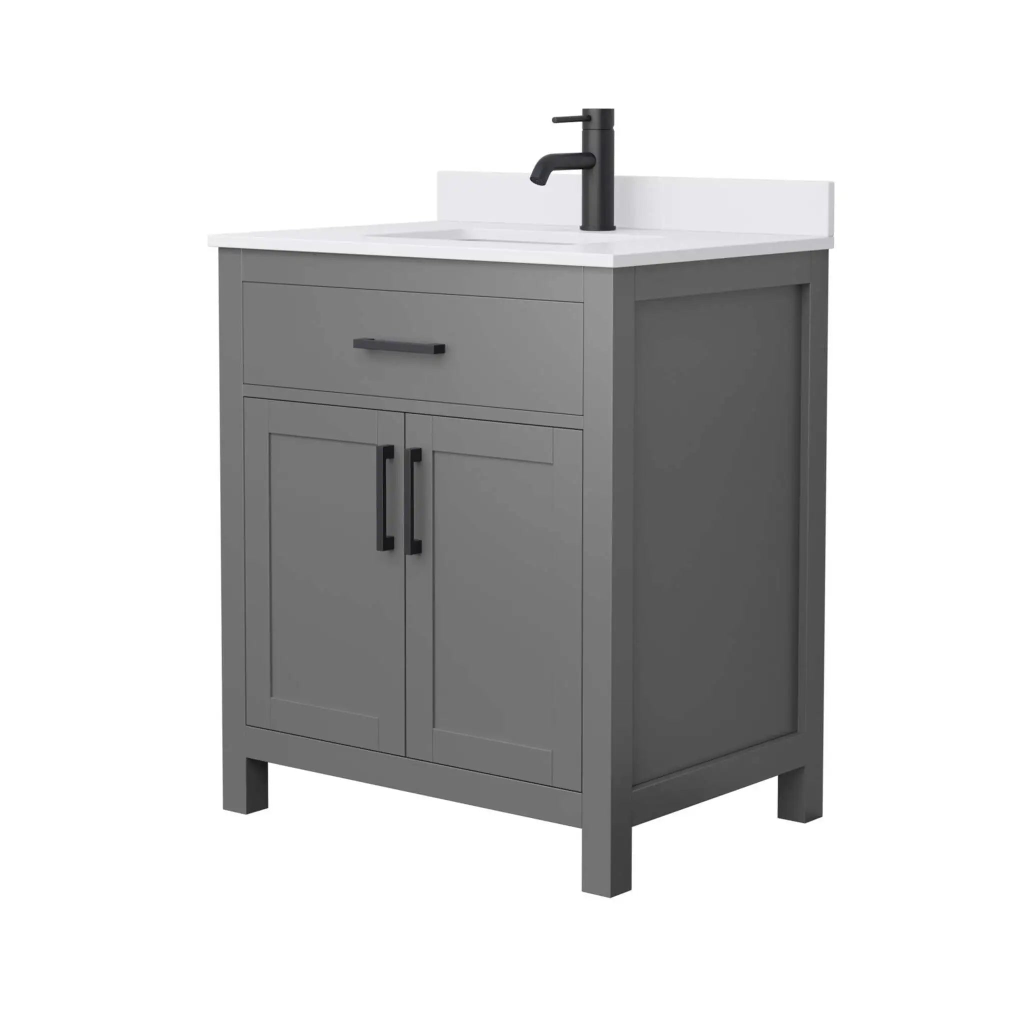 30" Beckett Single Bathroom Vanity in Dark Gray with Matte Black Trim by Wyndham