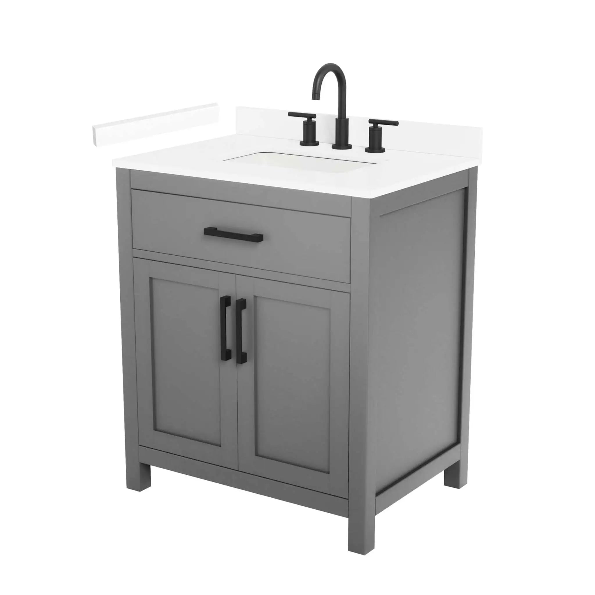 30" Beckett Single Bathroom Vanity in Dark Gray with Matte Black Trim by Wyndham