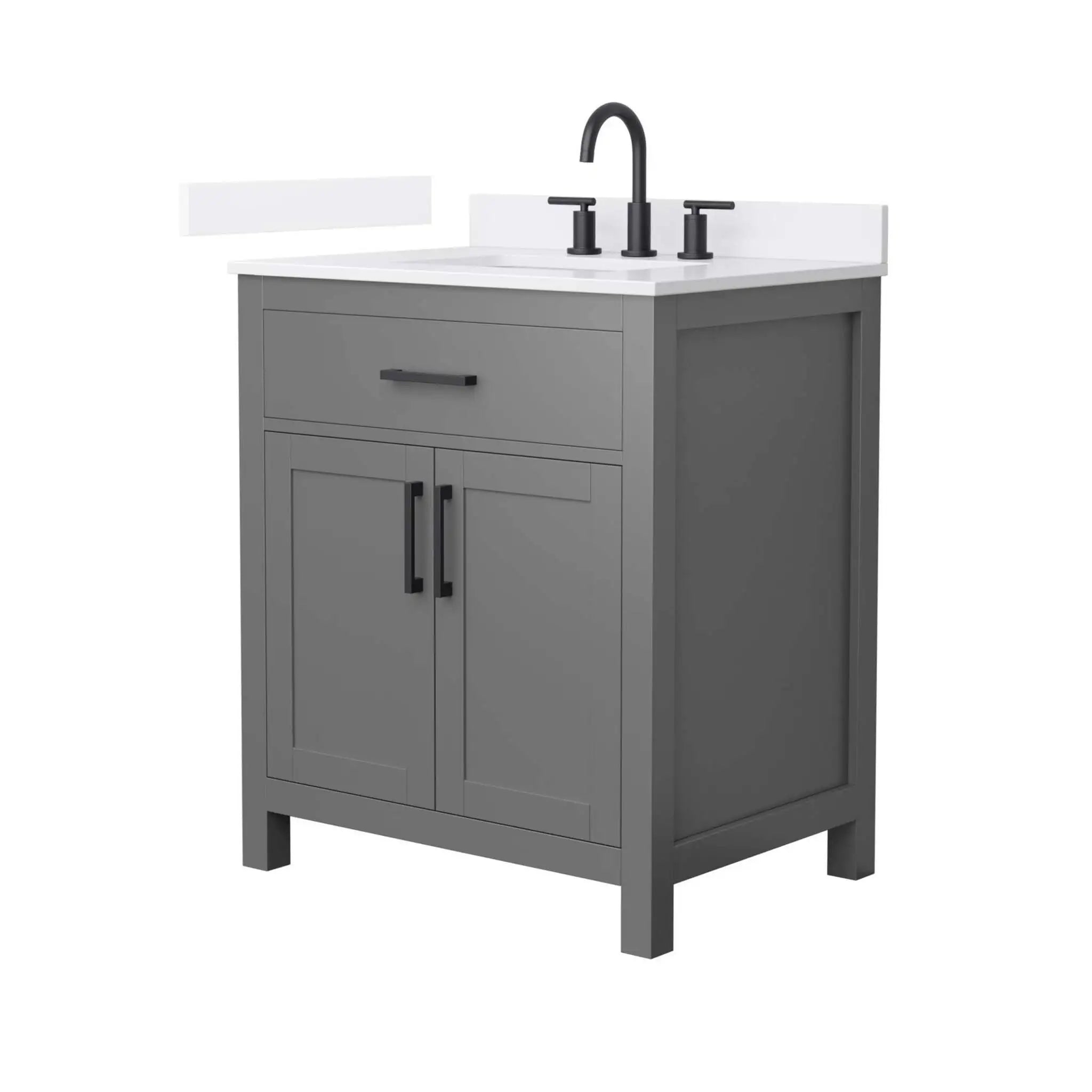 30" Beckett Single Bathroom Vanity in Dark Gray with Matte Black Trim by Wyndham