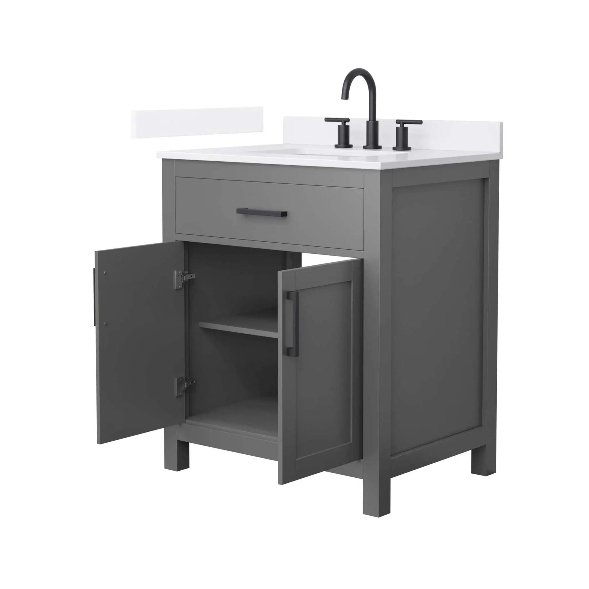 30" Beckett Single Bathroom Vanity in Dark Gray with Matte Black Trim by Wyndham